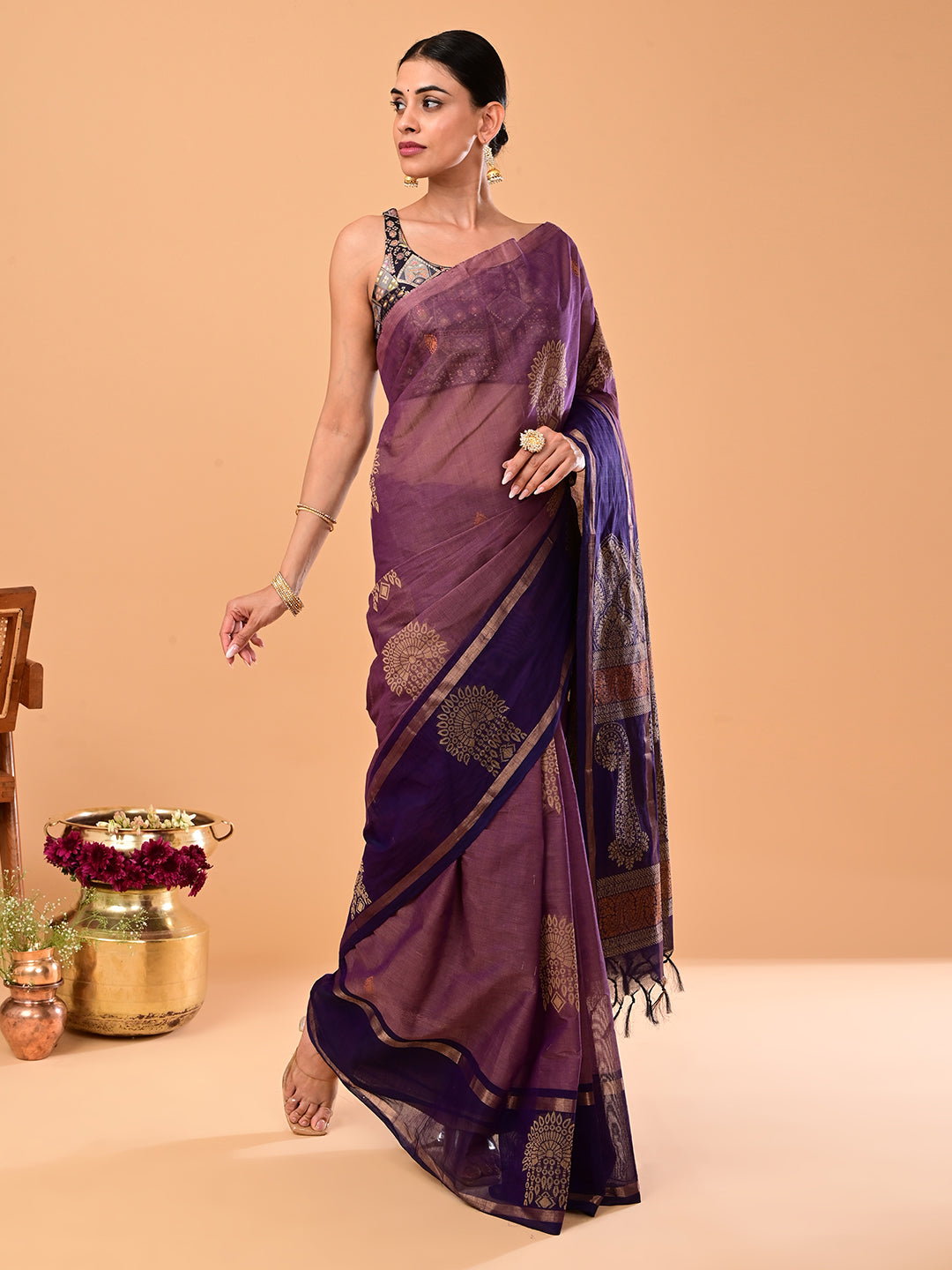 Lavender Negamam Cotton Saree