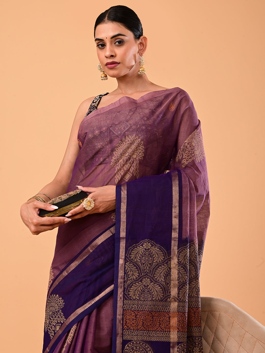 Lavender Negamam Cotton Saree