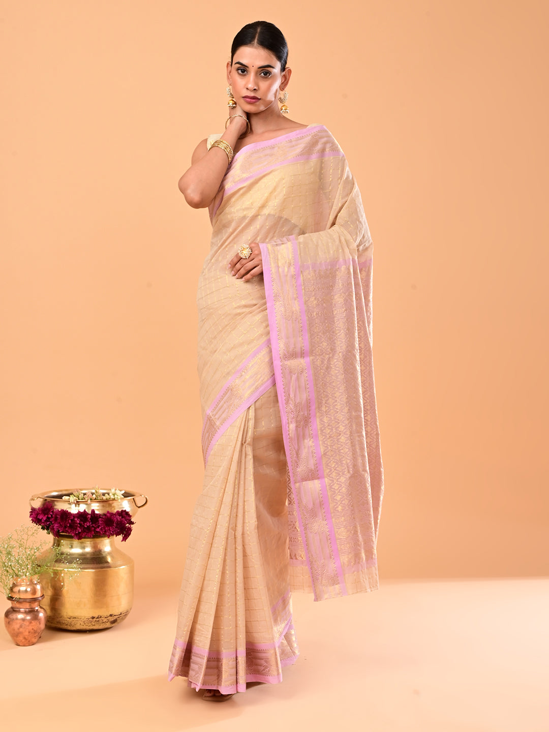 Kili Beige Venkatagiri Saree