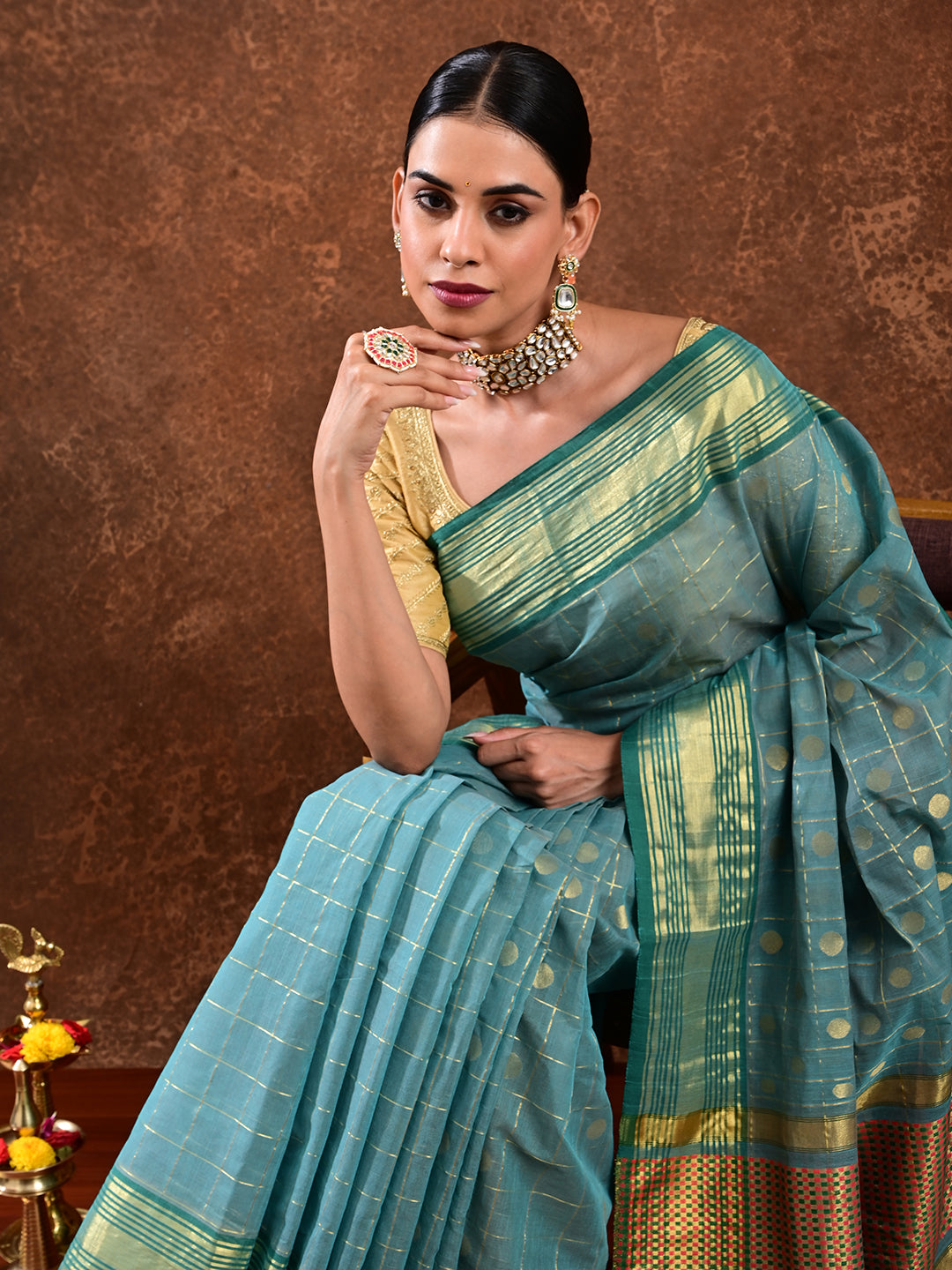 Polka Off-White Venkatagiri Saree