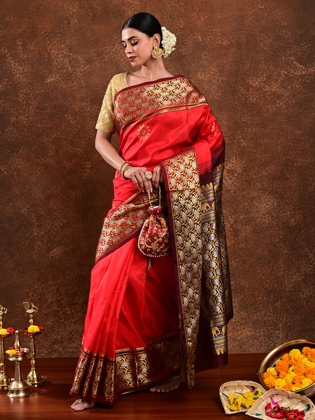 Surya Red Venkatagiri Saree