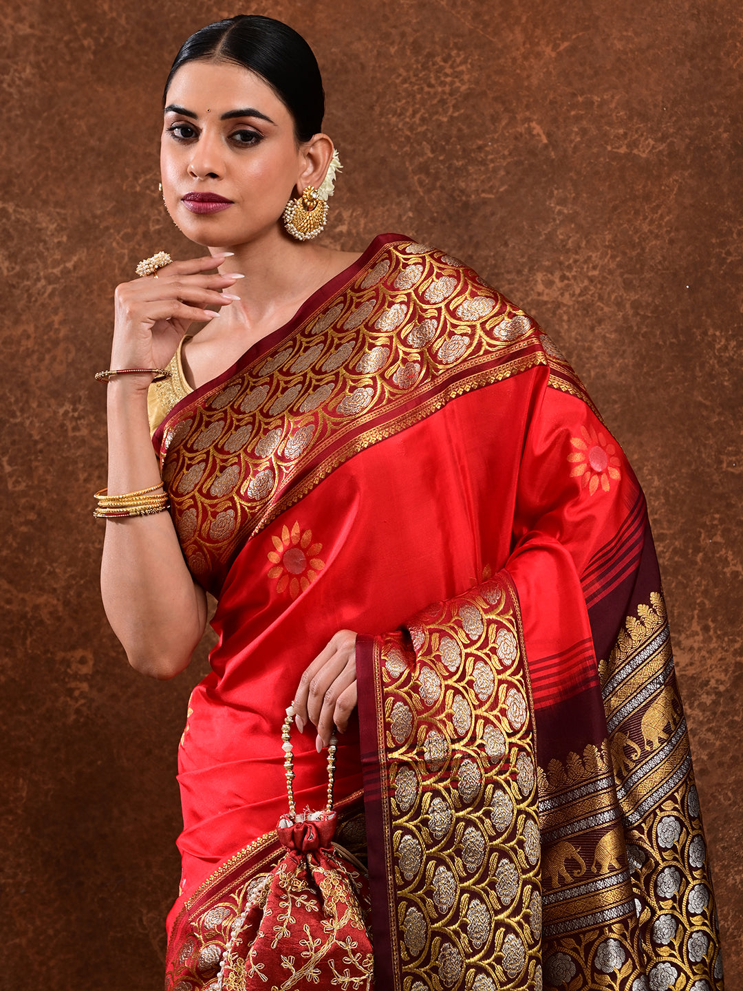 Surya Red Venkatagiri Saree