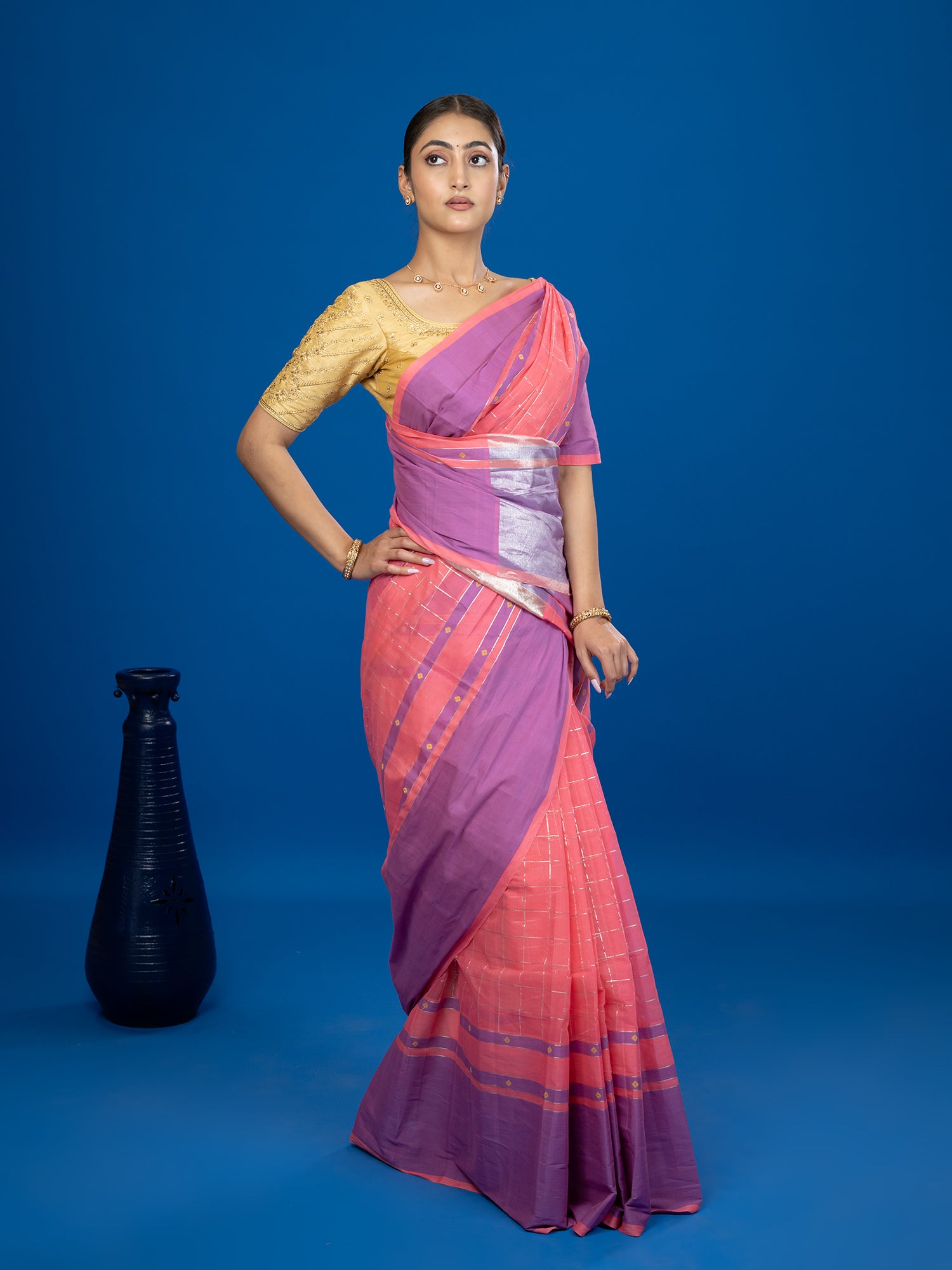 Kattam Pink Venkatagiri Saree