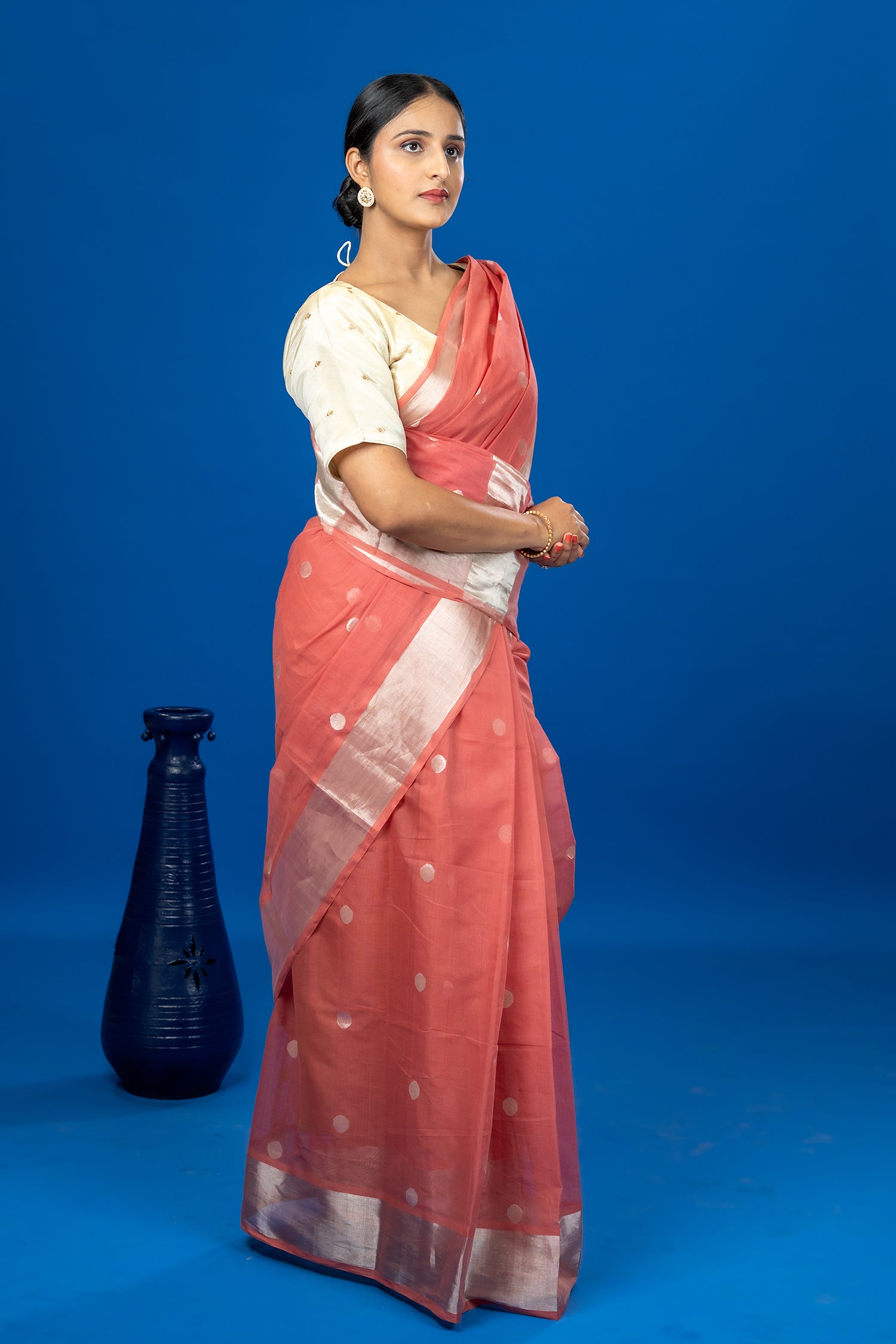 Polka Pink Venkatagiri Saree