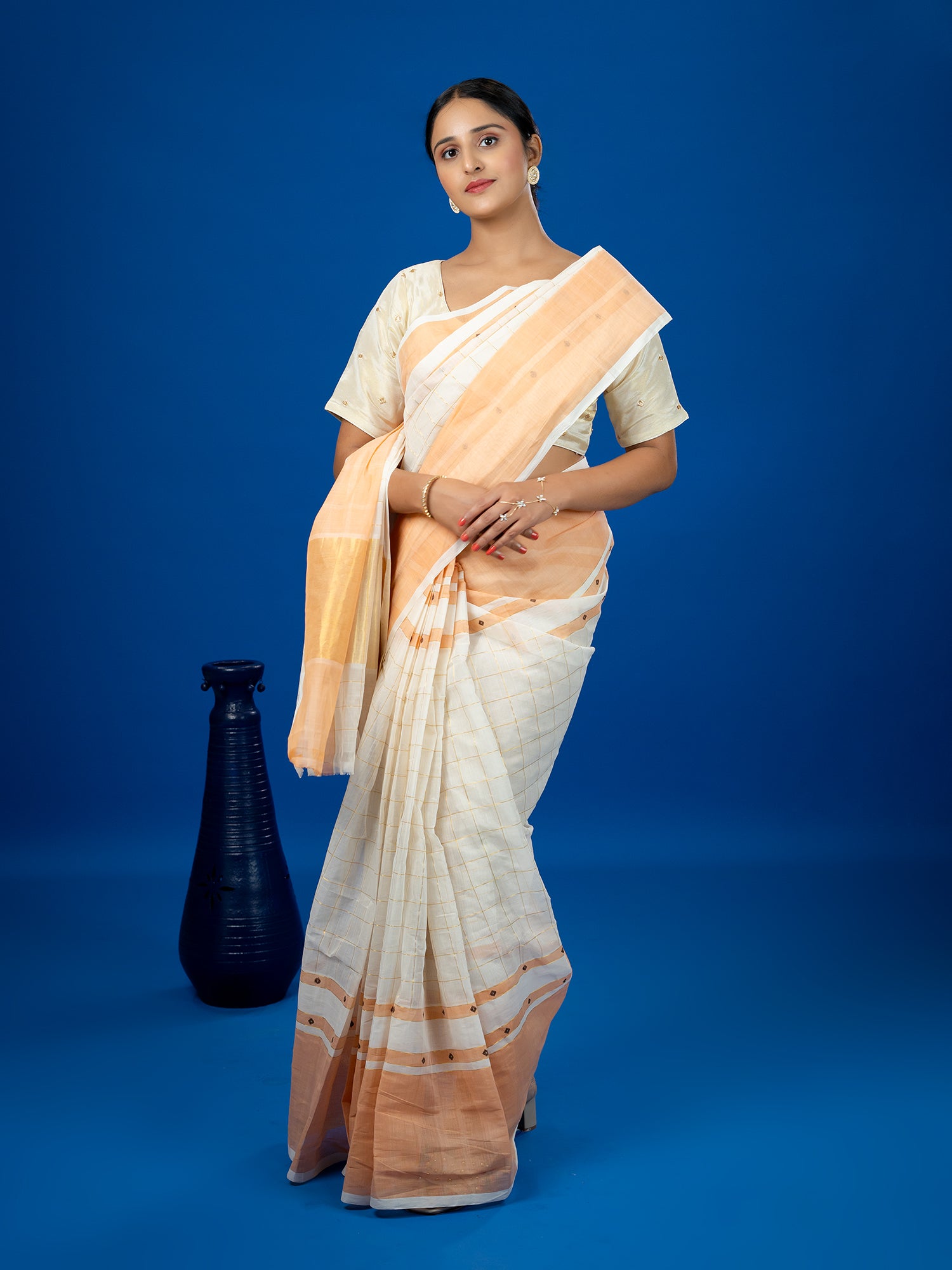 Kattam White Venkatagiri Saree