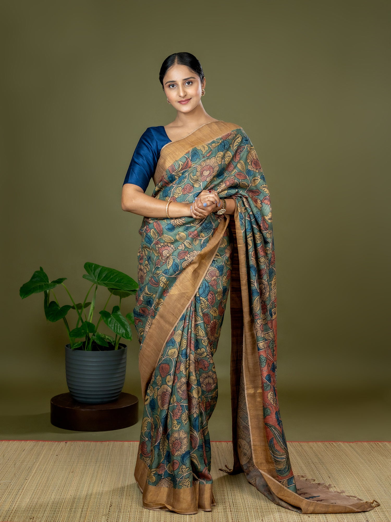 Manjari Green Kalamkari Saree