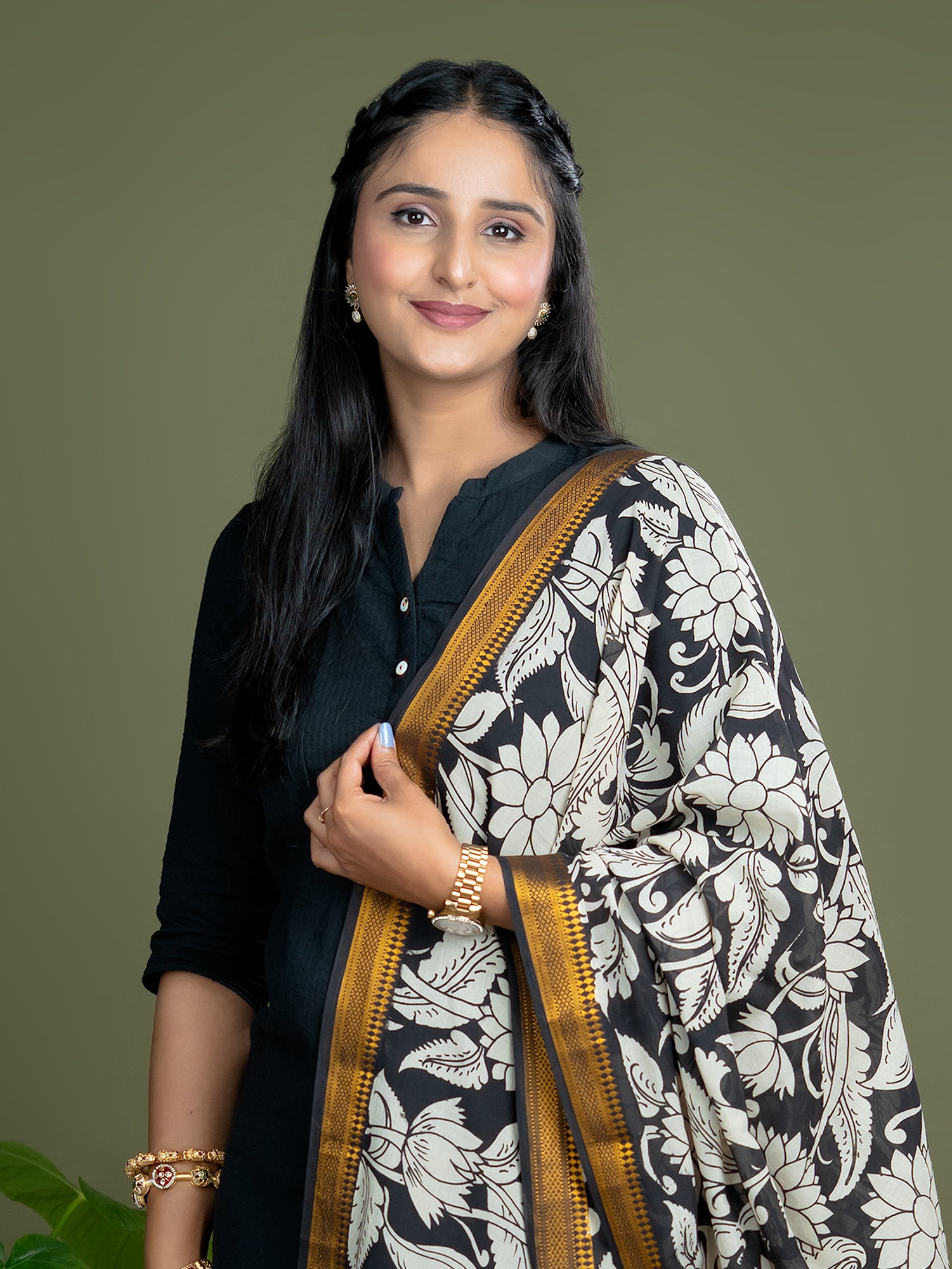 Lekhika Beige Kalamkari Dupatta
