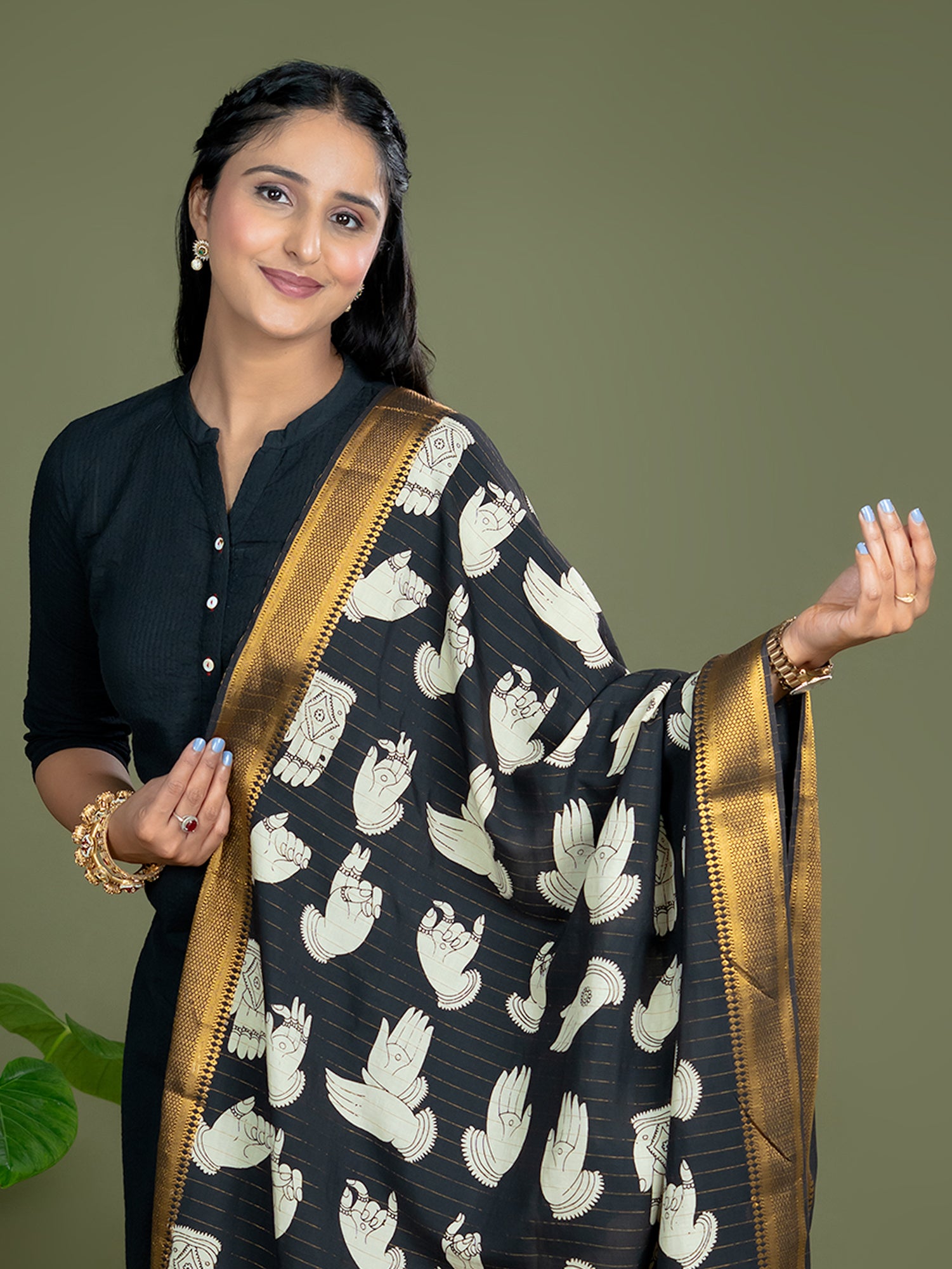 Kalpa Beige Kalamkari Dupatta