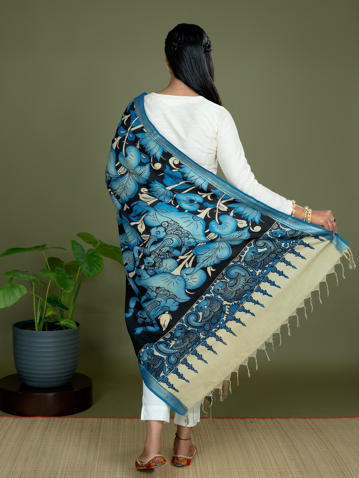 Roopika Blue Kalamkari Dupatta