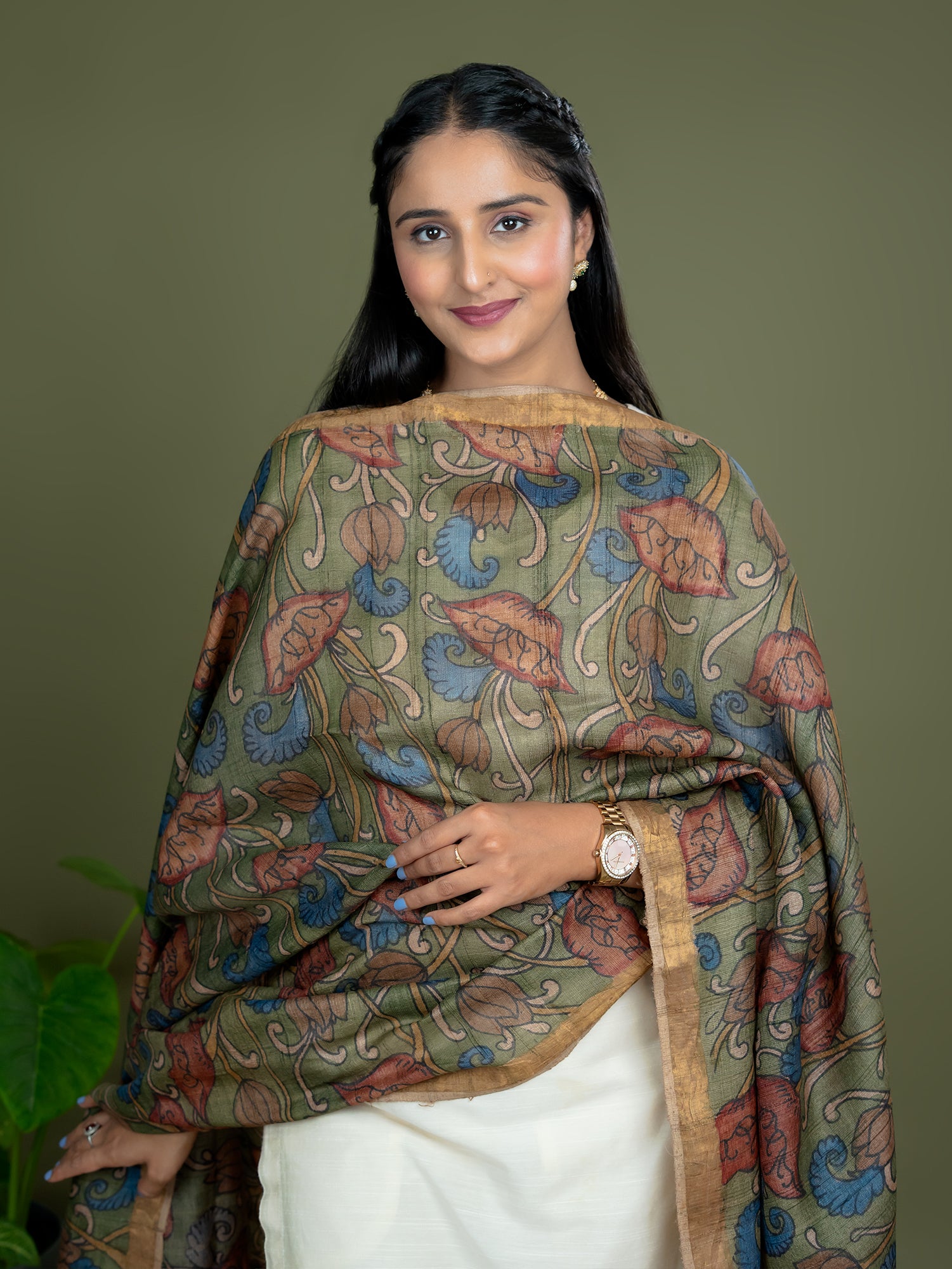 Alekha Green Kalamkari Dupatta