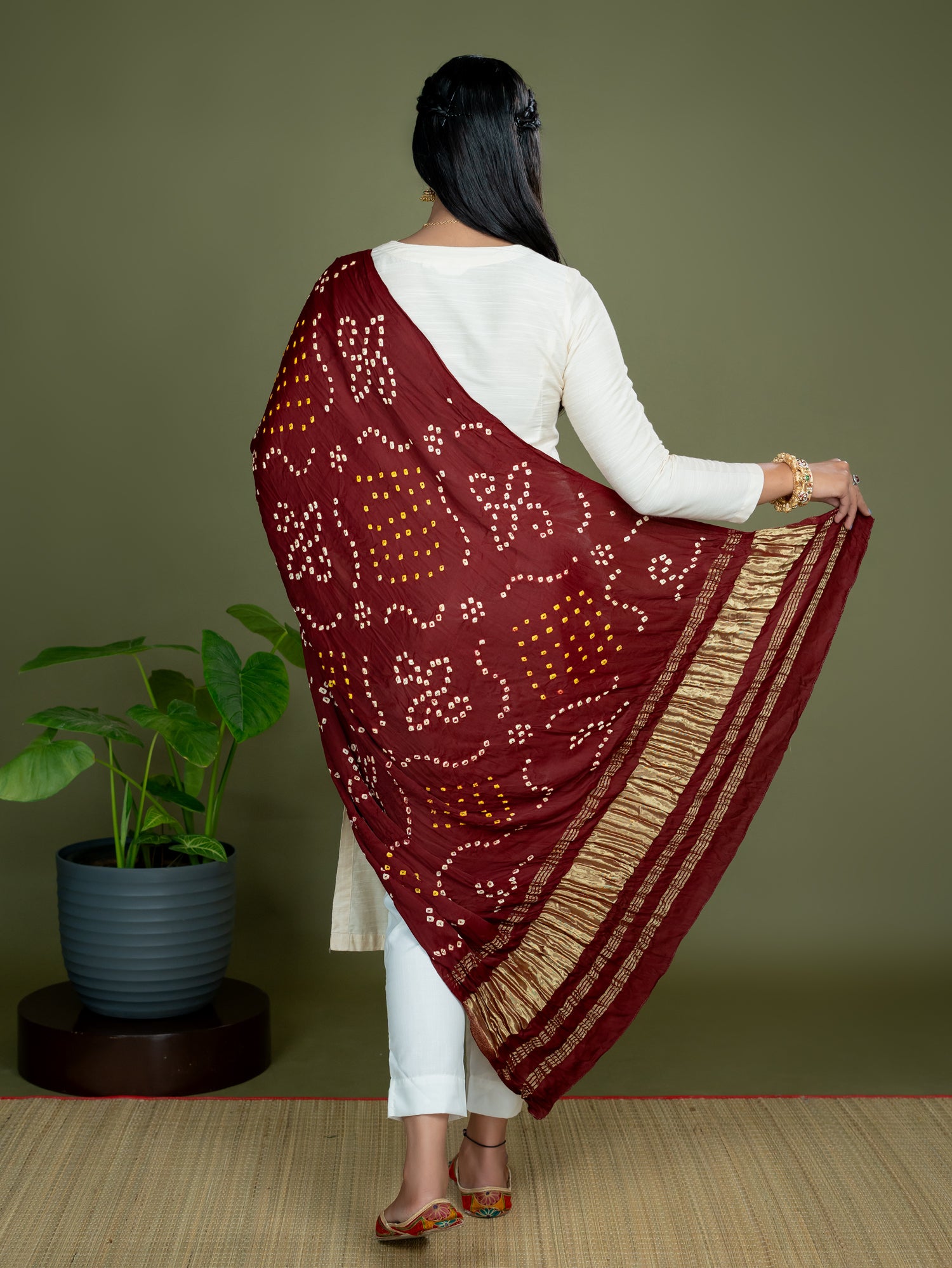 Chandrika Maroon Bandhini Dupatta