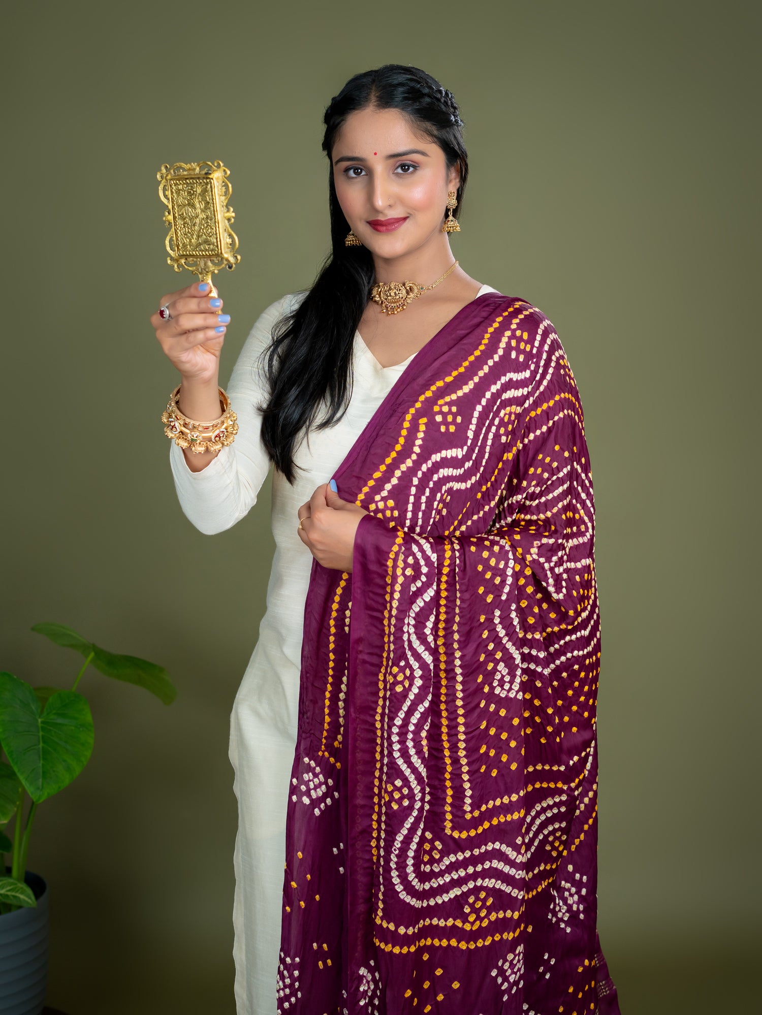 Chandrika Purple Bandhini Dupatta