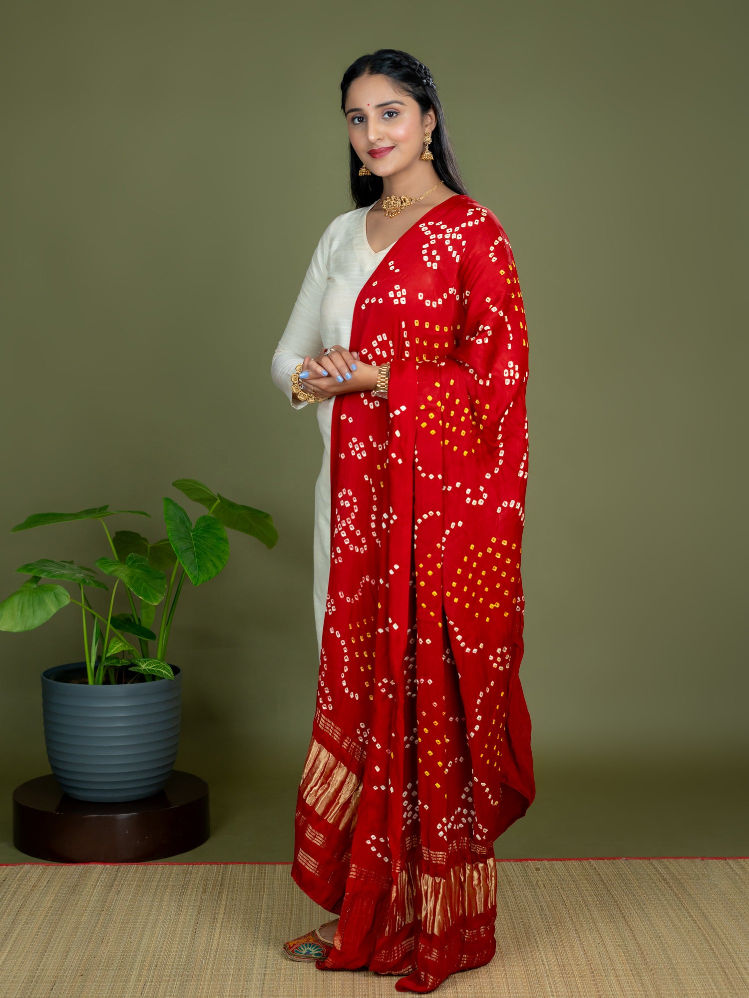 Chandrika Red Bandhini Dupatta