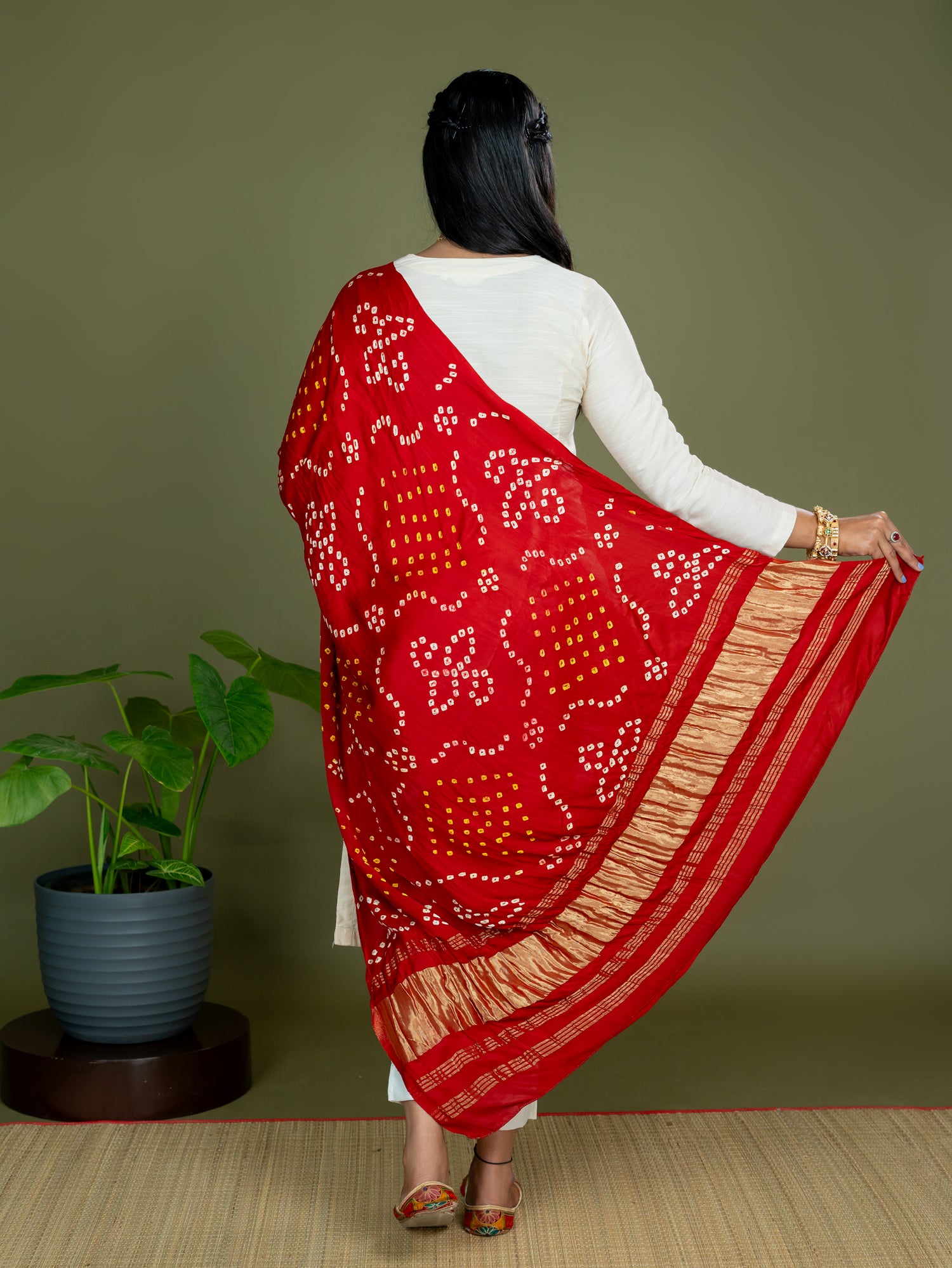 Chandrika Red Bandhini Dupatta