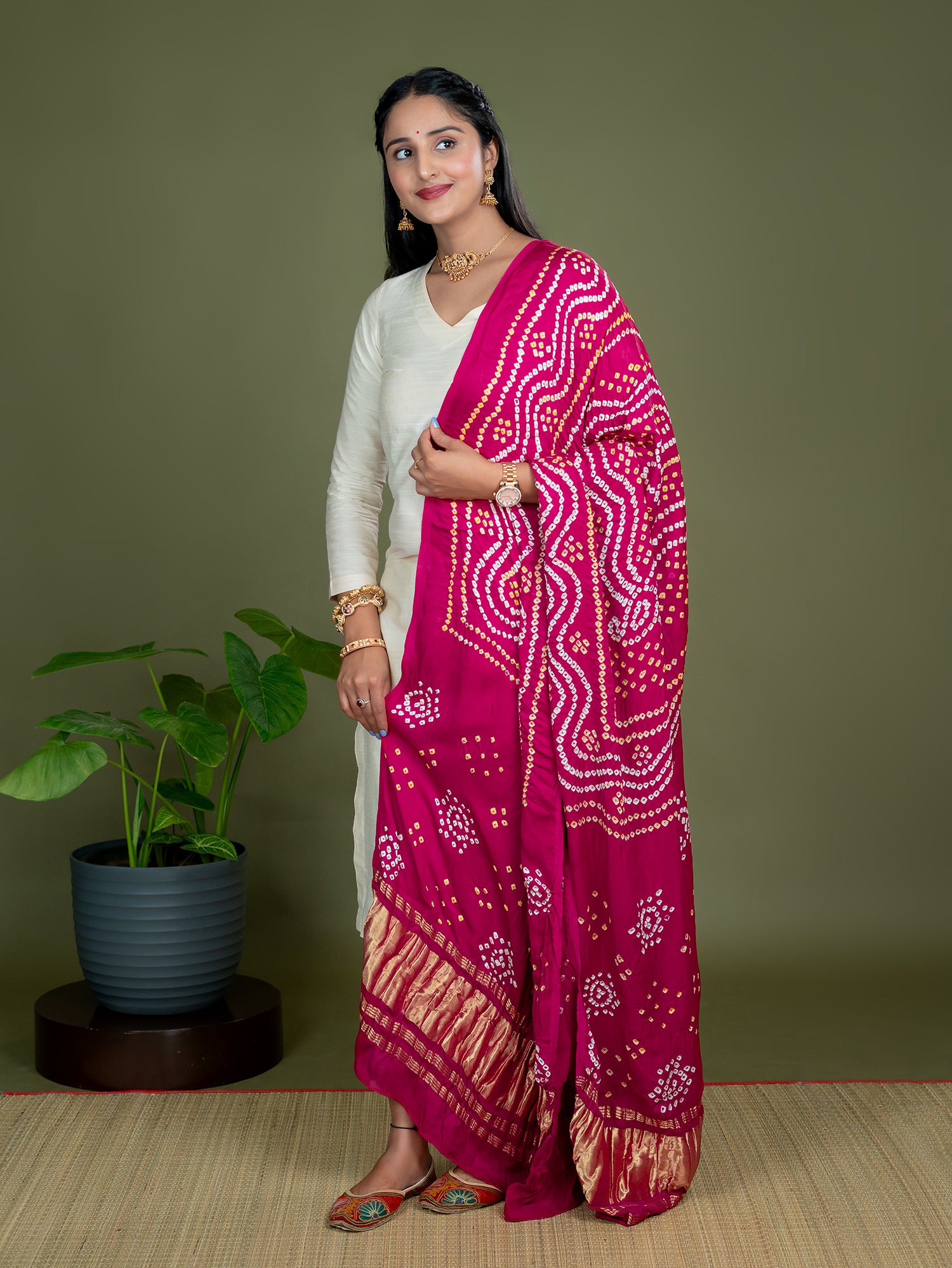 Chandrika Fuchsia Bandhini Dupatta
