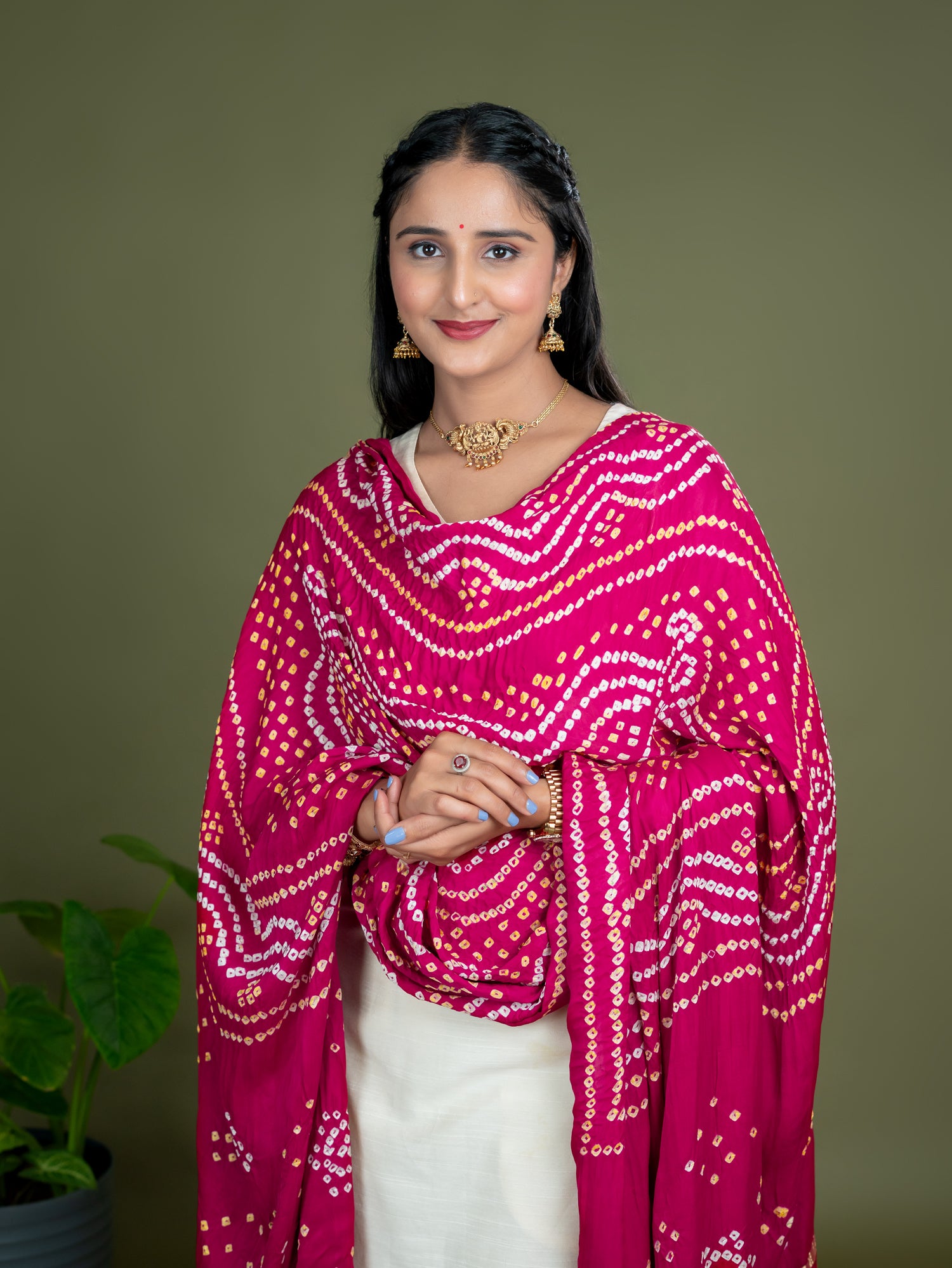 Chandrika Fuchsia Bandhini Dupatta