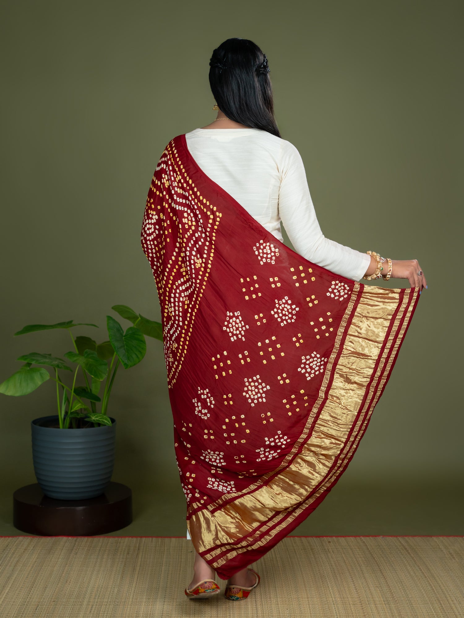 Chandrika Maroon Bandhini Dupatta