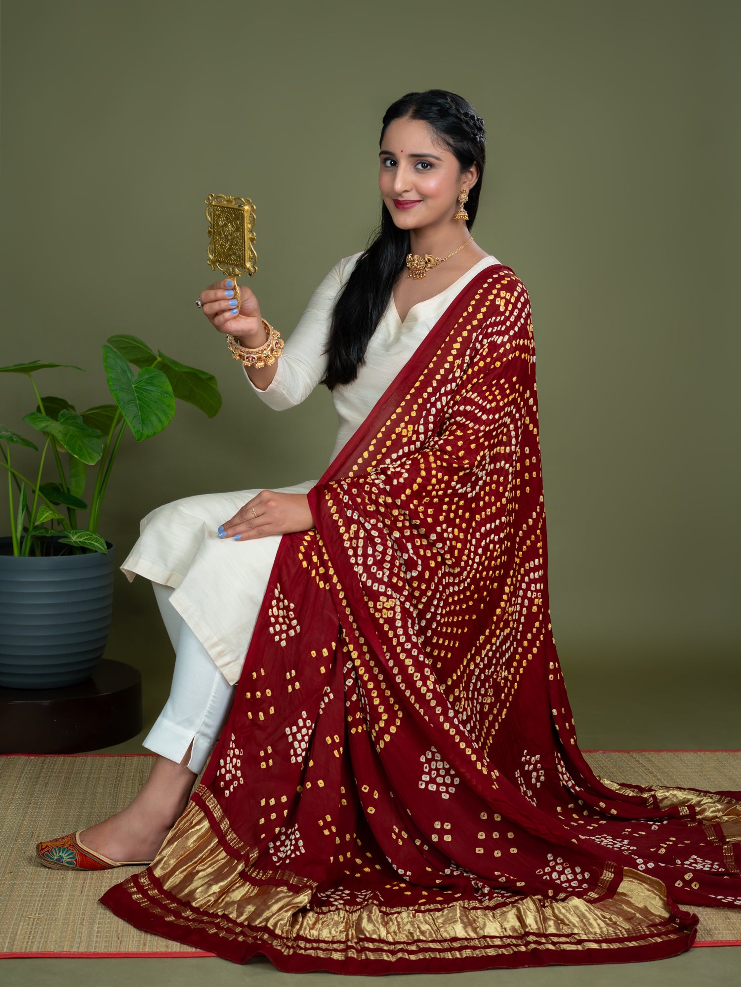 Chandrika Maroon Bandhini Dupatta