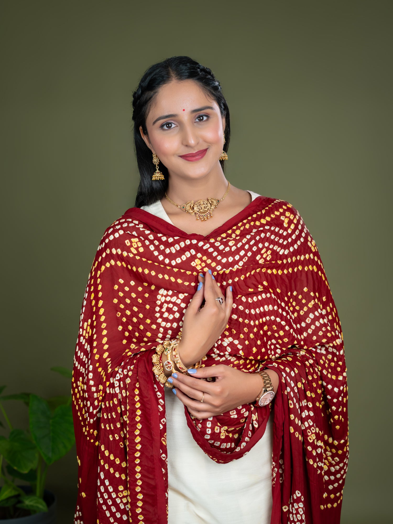 Chandrika Maroon Bandhini Dupatta