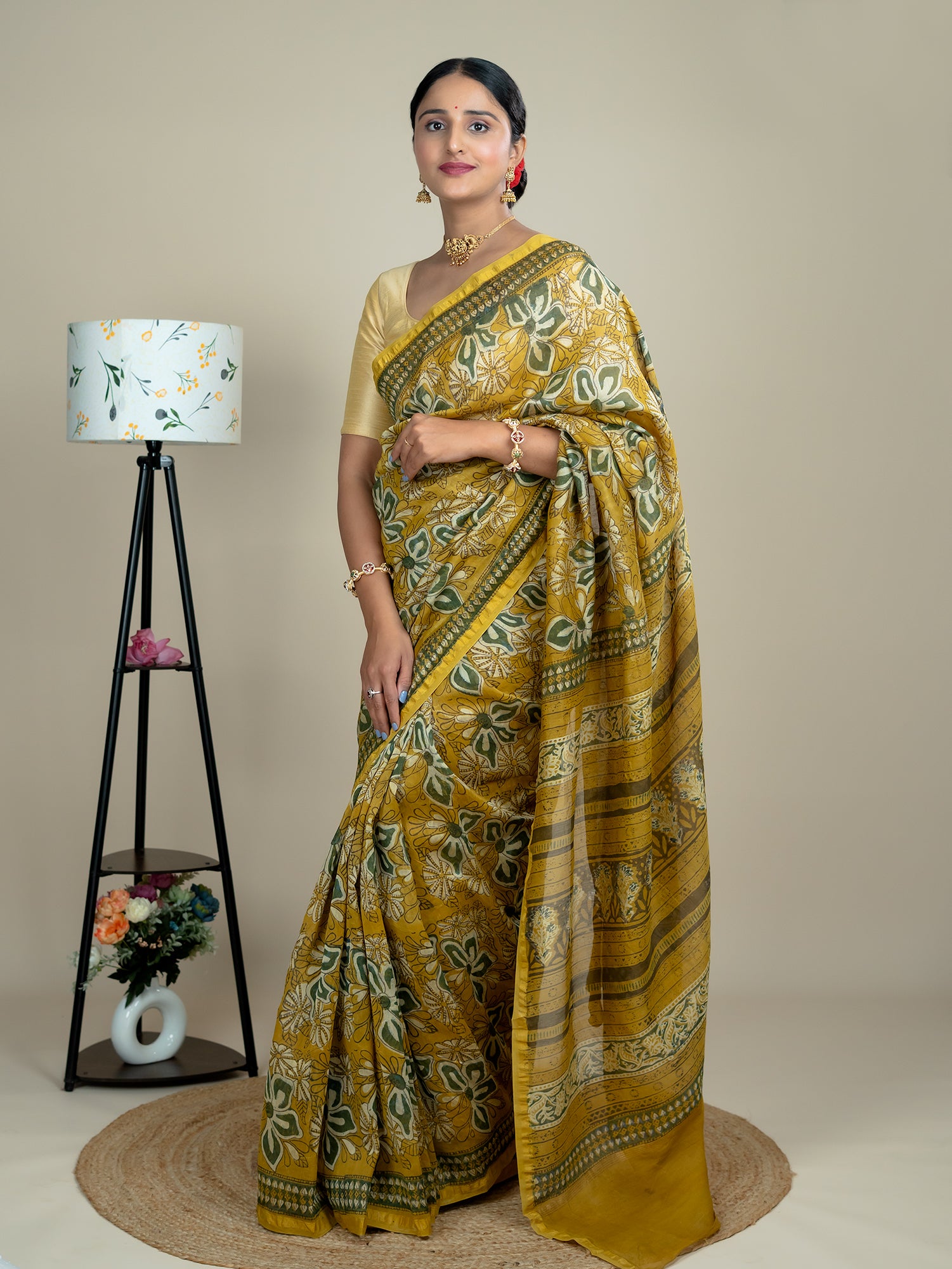 Raktika Mustard Ajrakh Saree