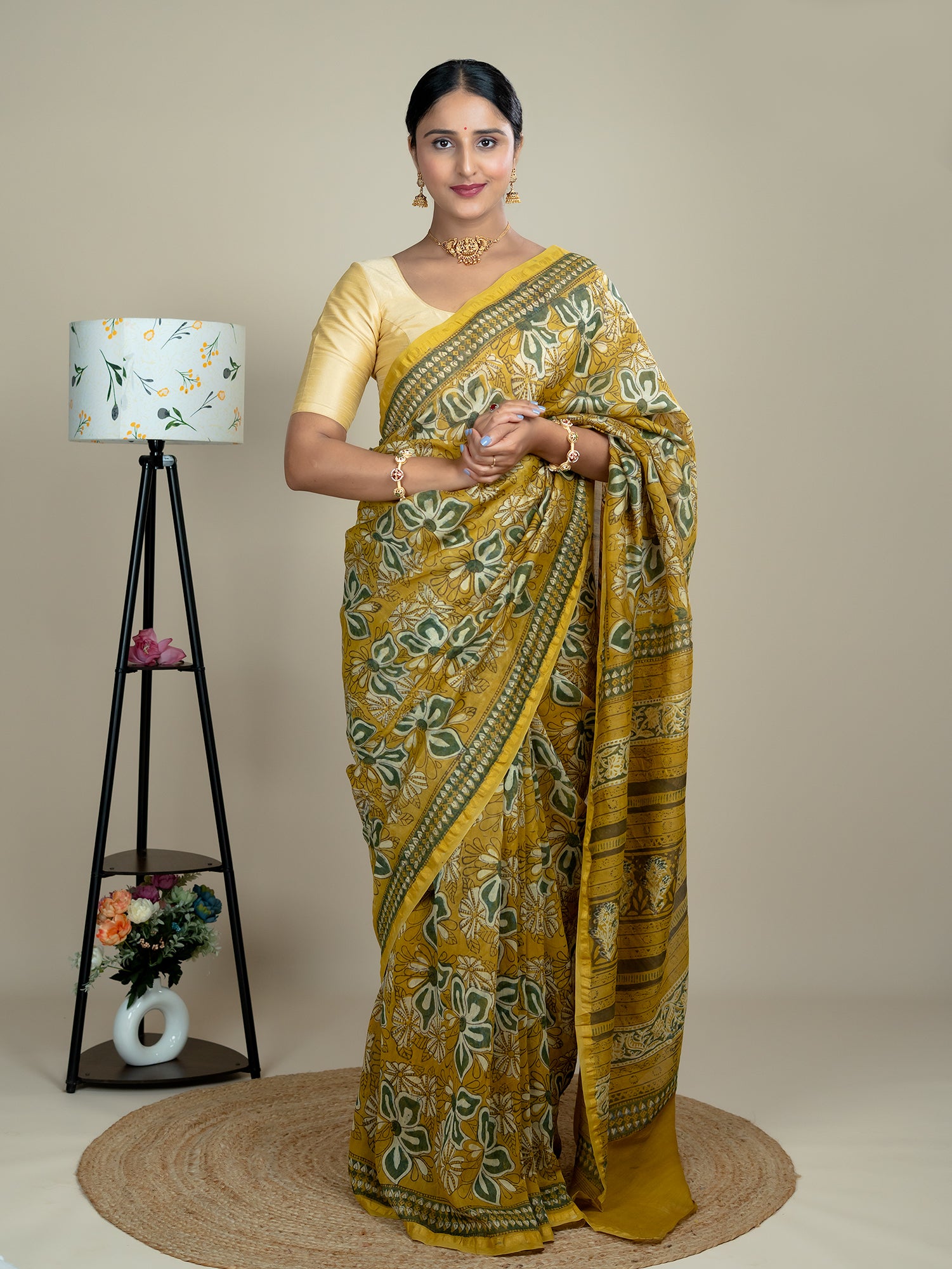 Raktika Mustard Ajrakh Saree