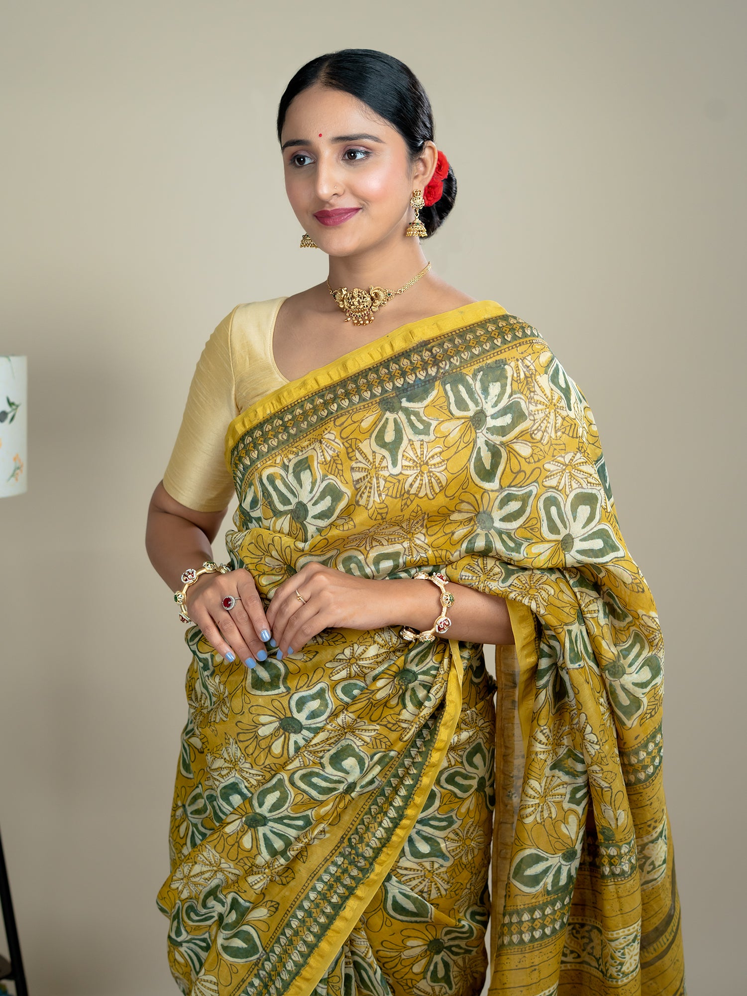 Raktika Mustard Ajrakh Saree