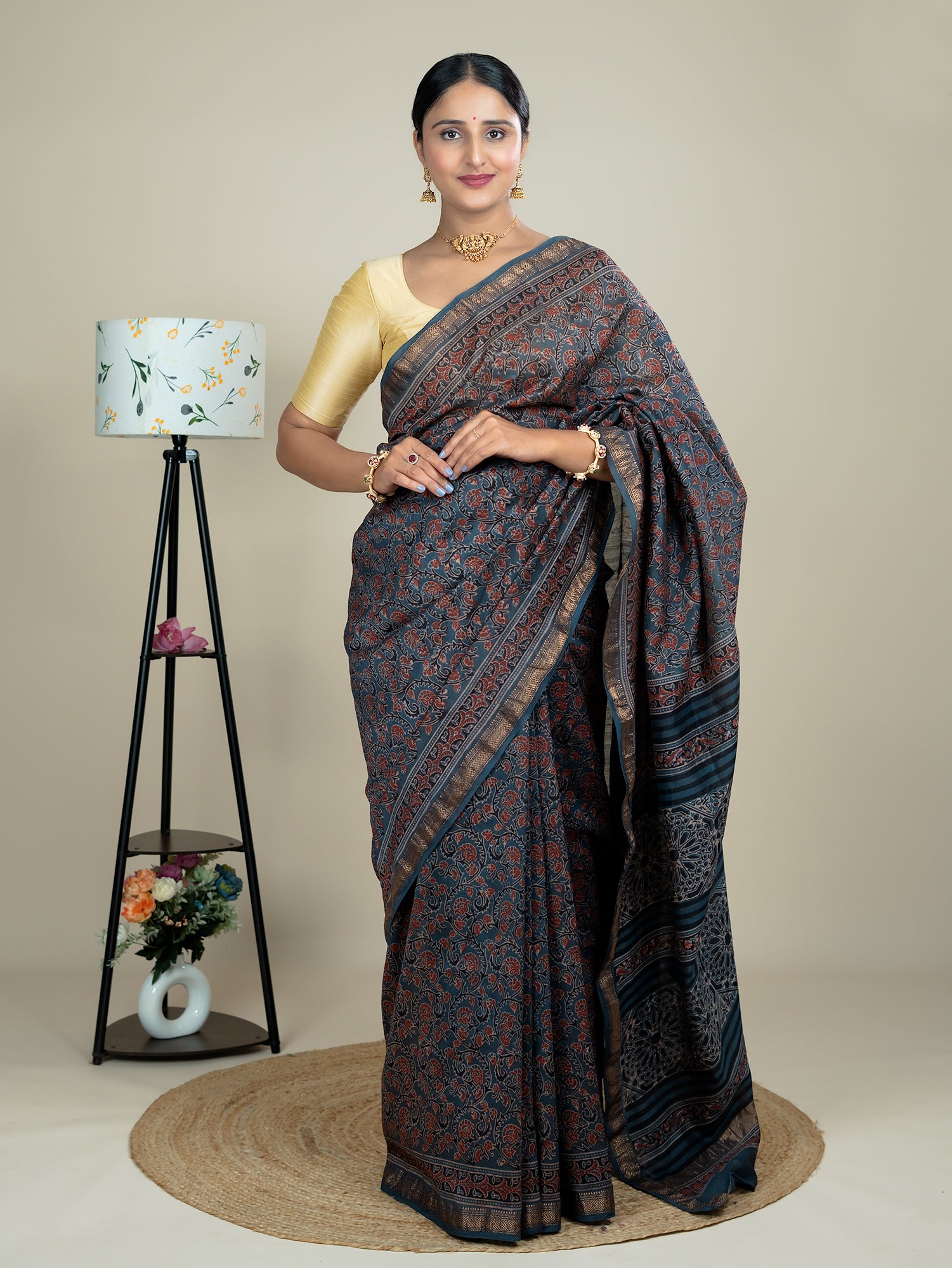 Aranya Indigo Ajrakh Saree