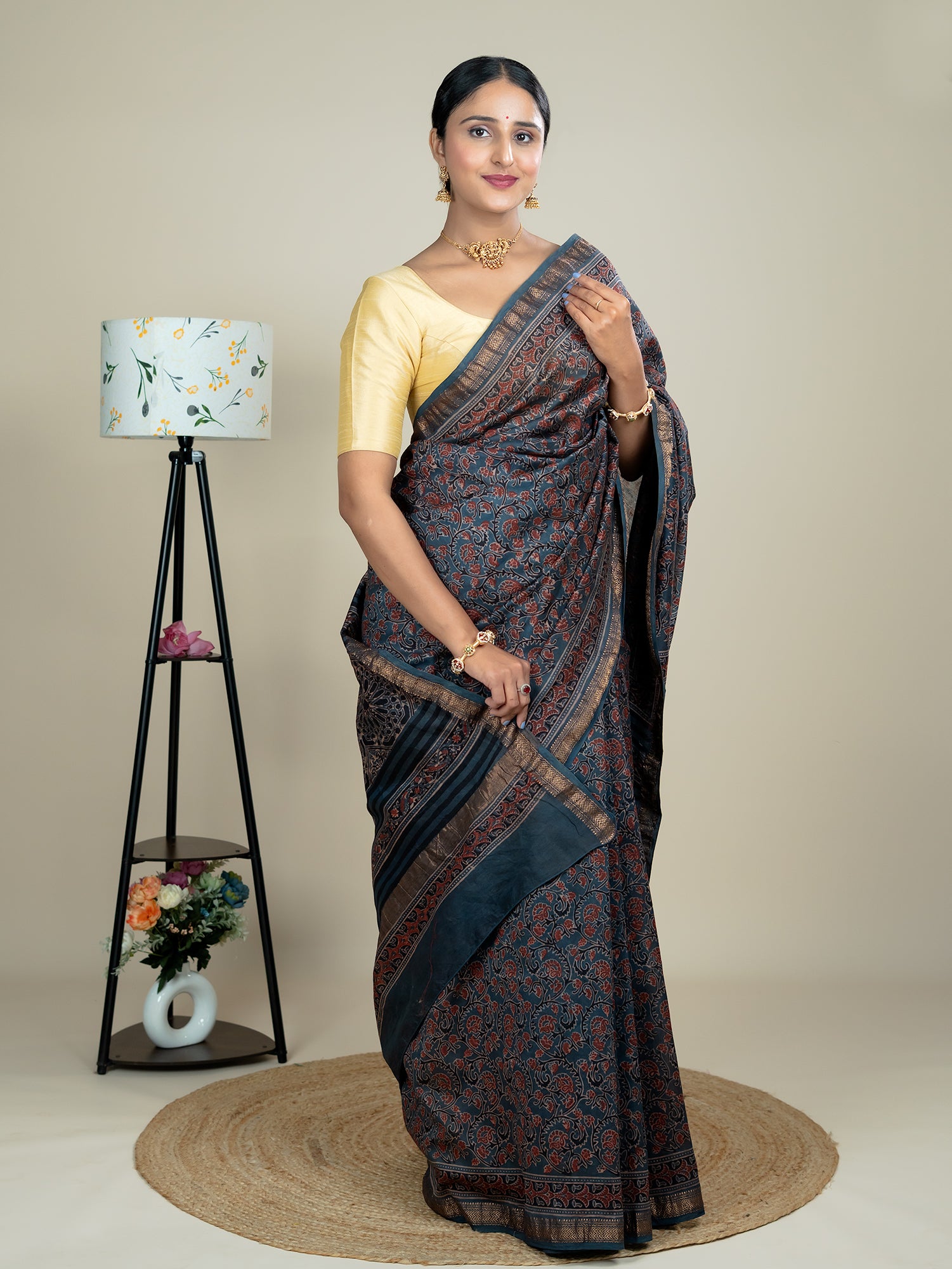 Aranya Indigo Ajrakh Saree