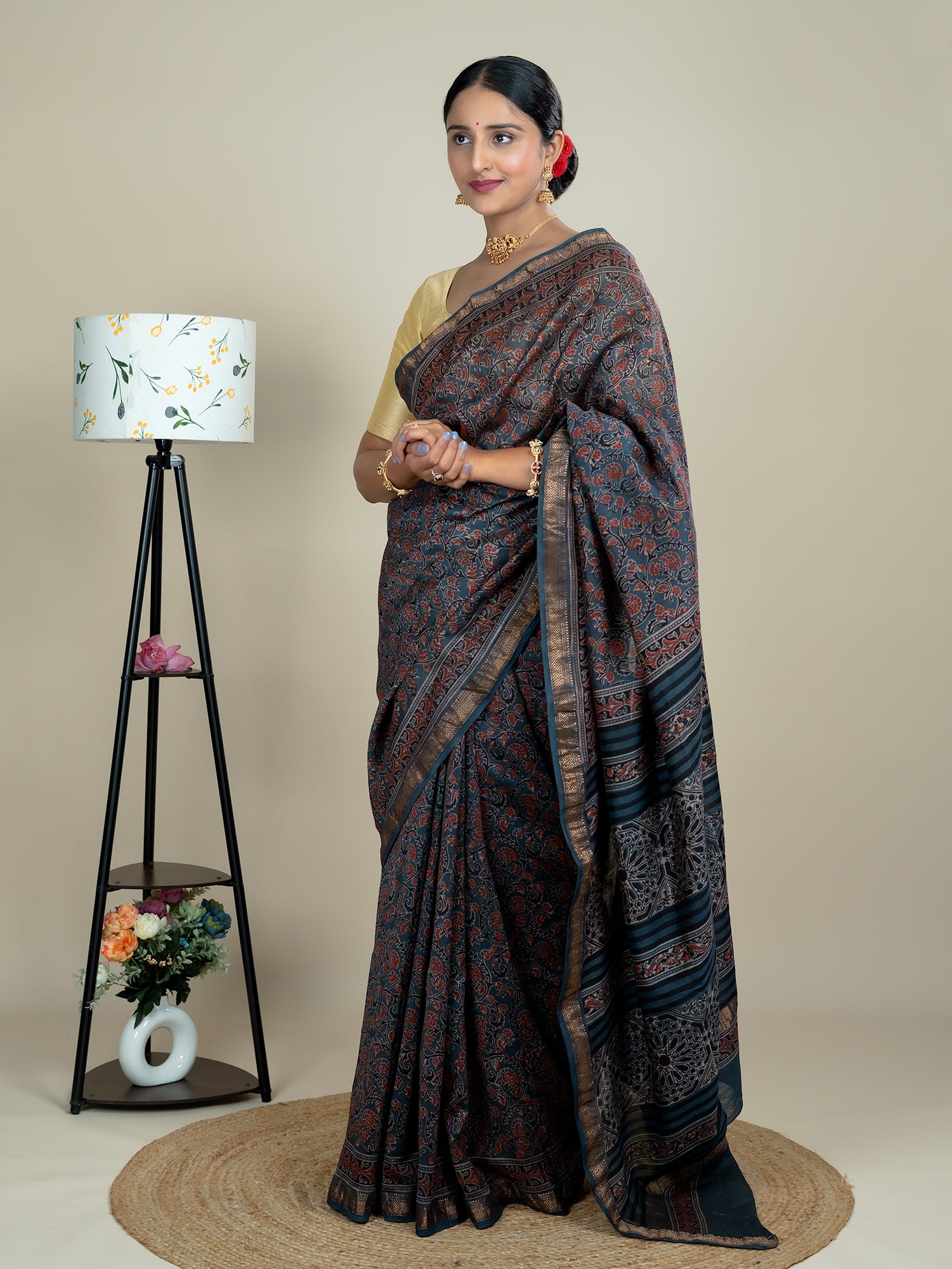 Aranya Indigo Ajrakh Saree