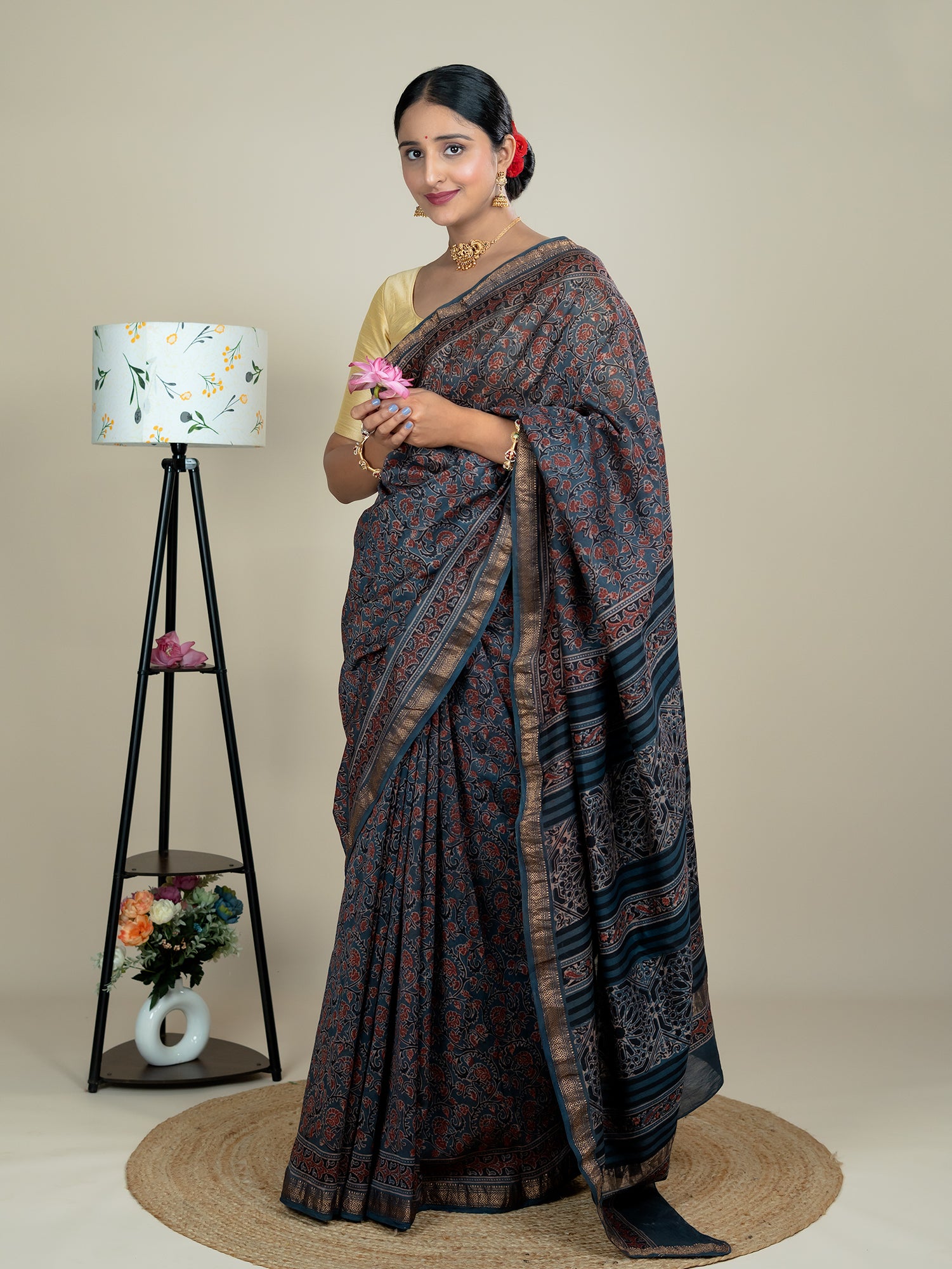 Aranya Indigo Ajrakh Saree