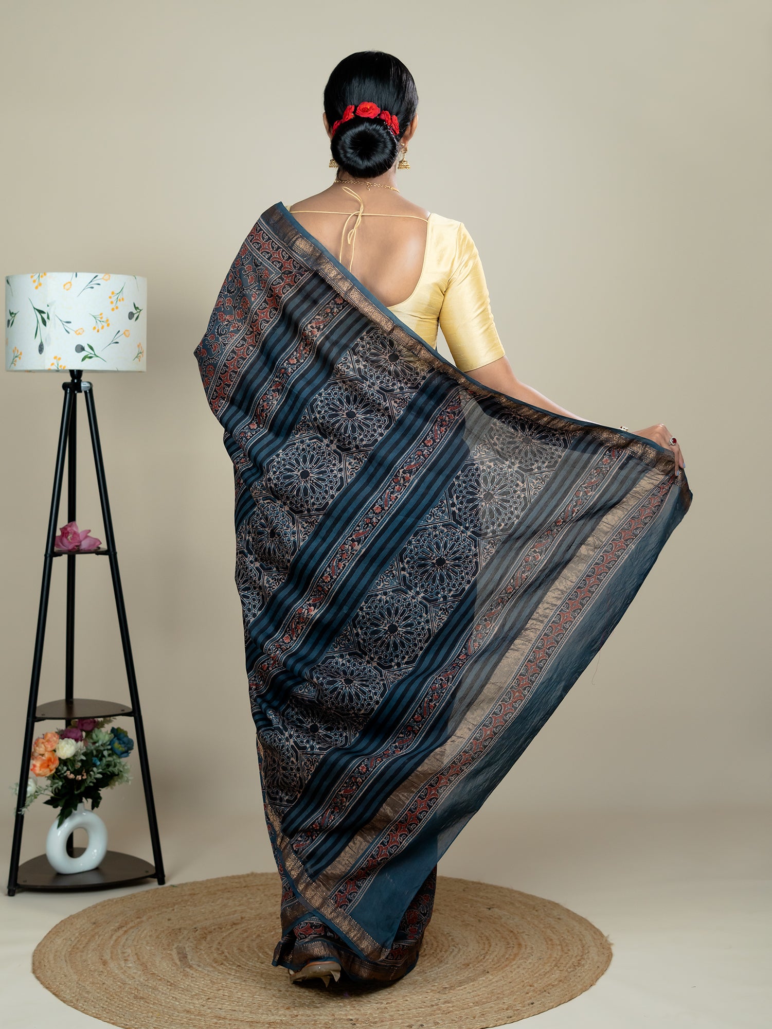 Aranya Indigo Ajrakh Saree