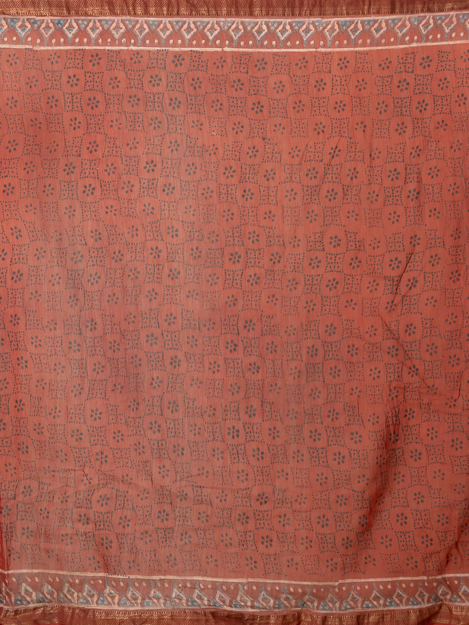 Manjari Red Ajrakh Saree