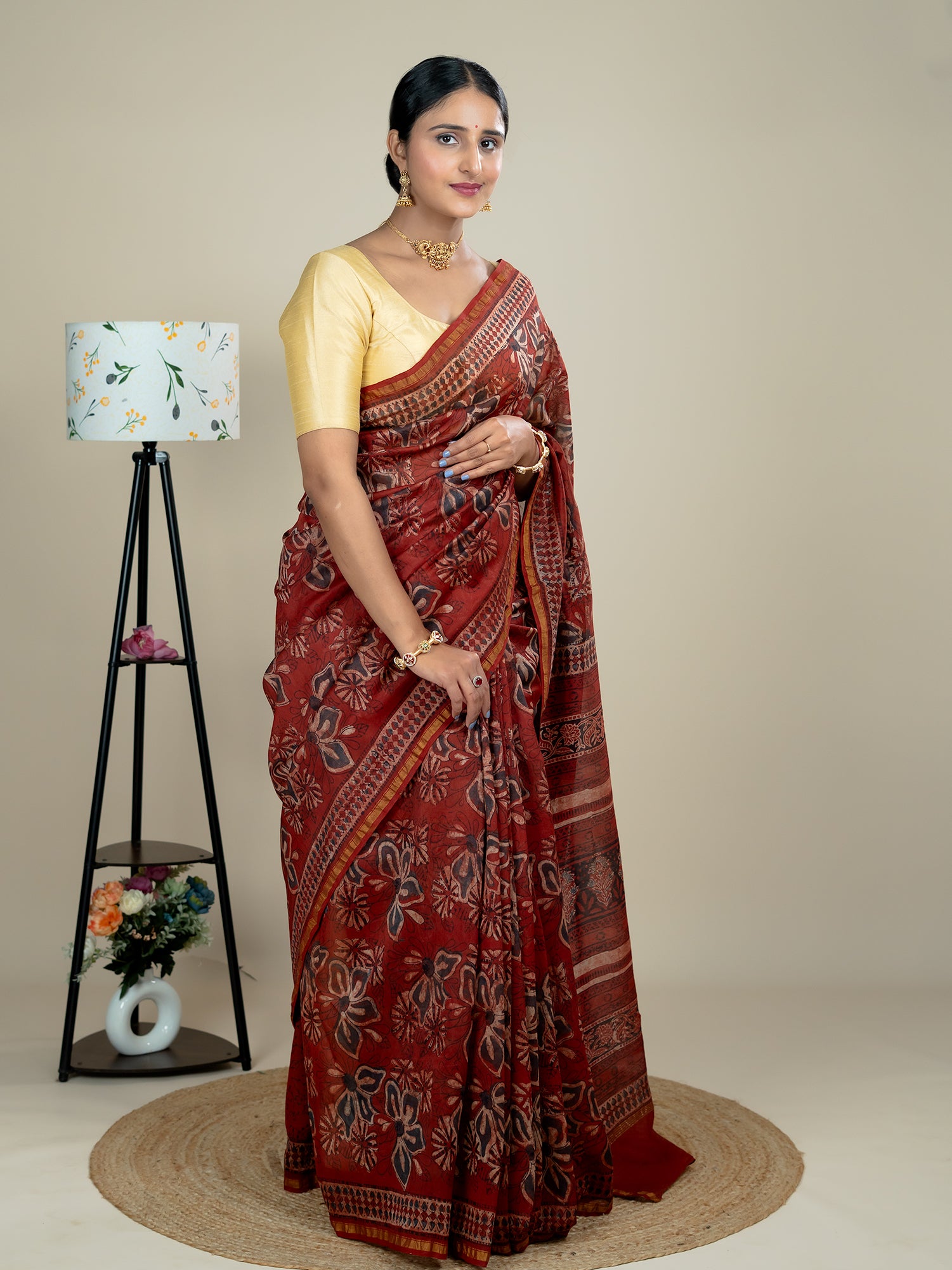 Raktika Red Ajrakh Saree