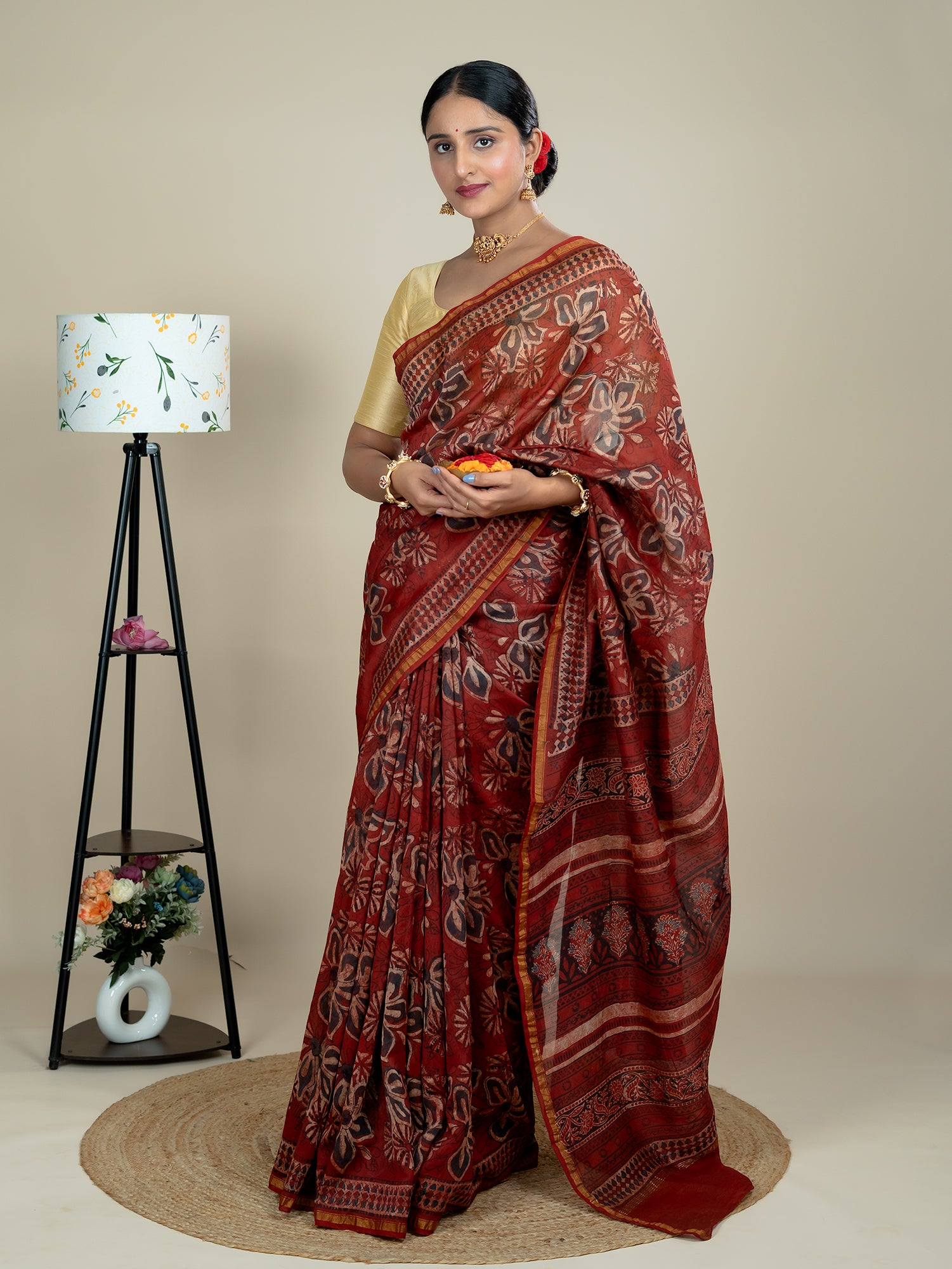 Raktika Red Ajrakh Saree
