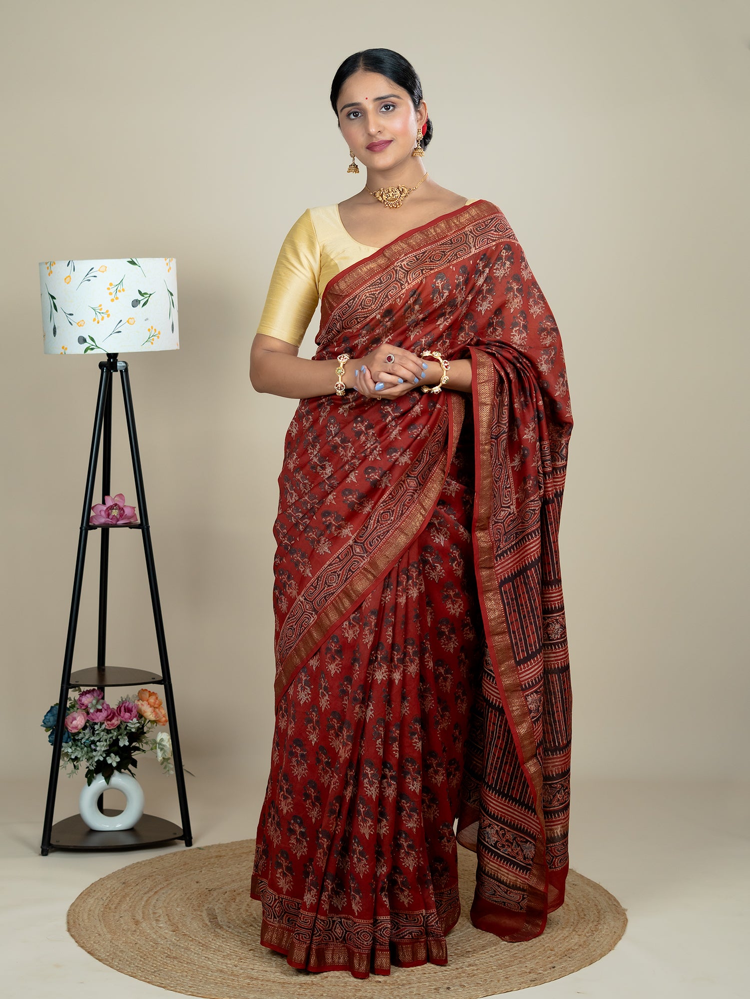 Vasanta Red Ajrakh Saree