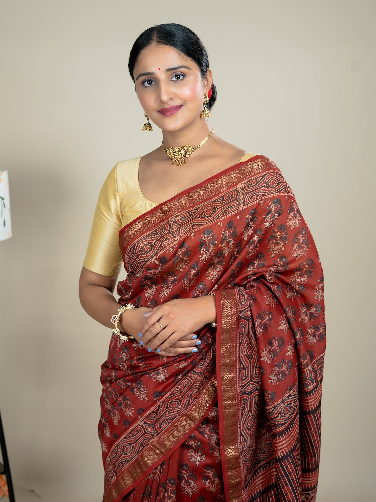 Vasanta Red Ajrakh Saree