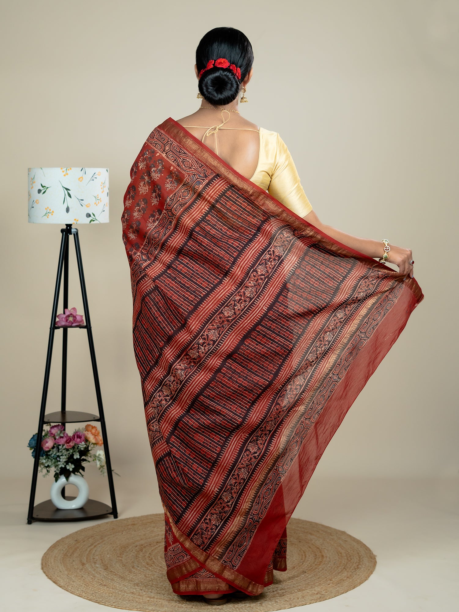 Vasanta Red Ajrakh Saree