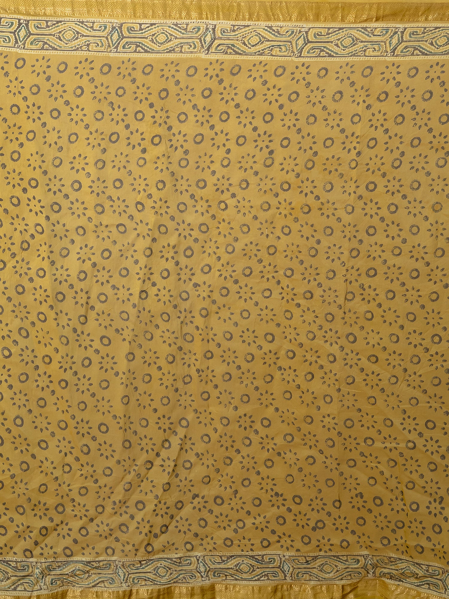 Vasanta Mustard Ajrakh Saree