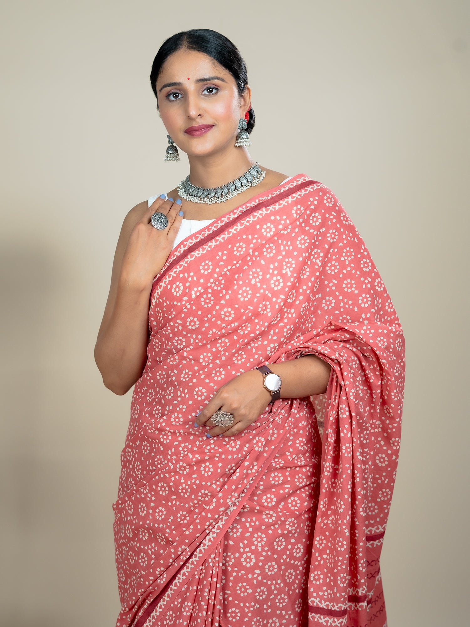 Taru Pink Dabu Saree
