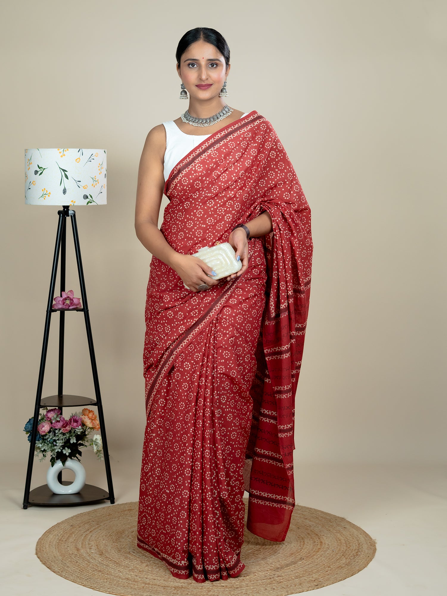 Taru Red Dabu Saree