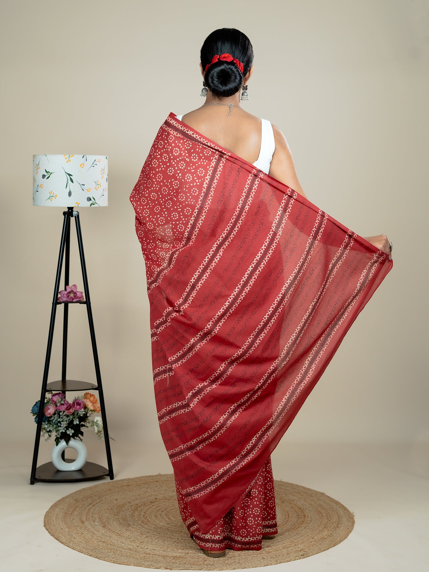 Taru Red Dabu Saree