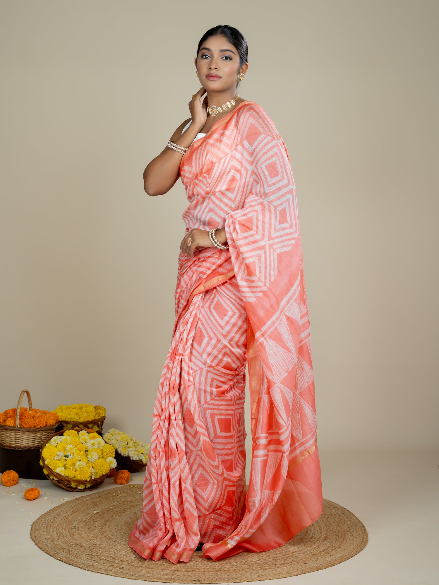 Kavita Peach Shibori Saree