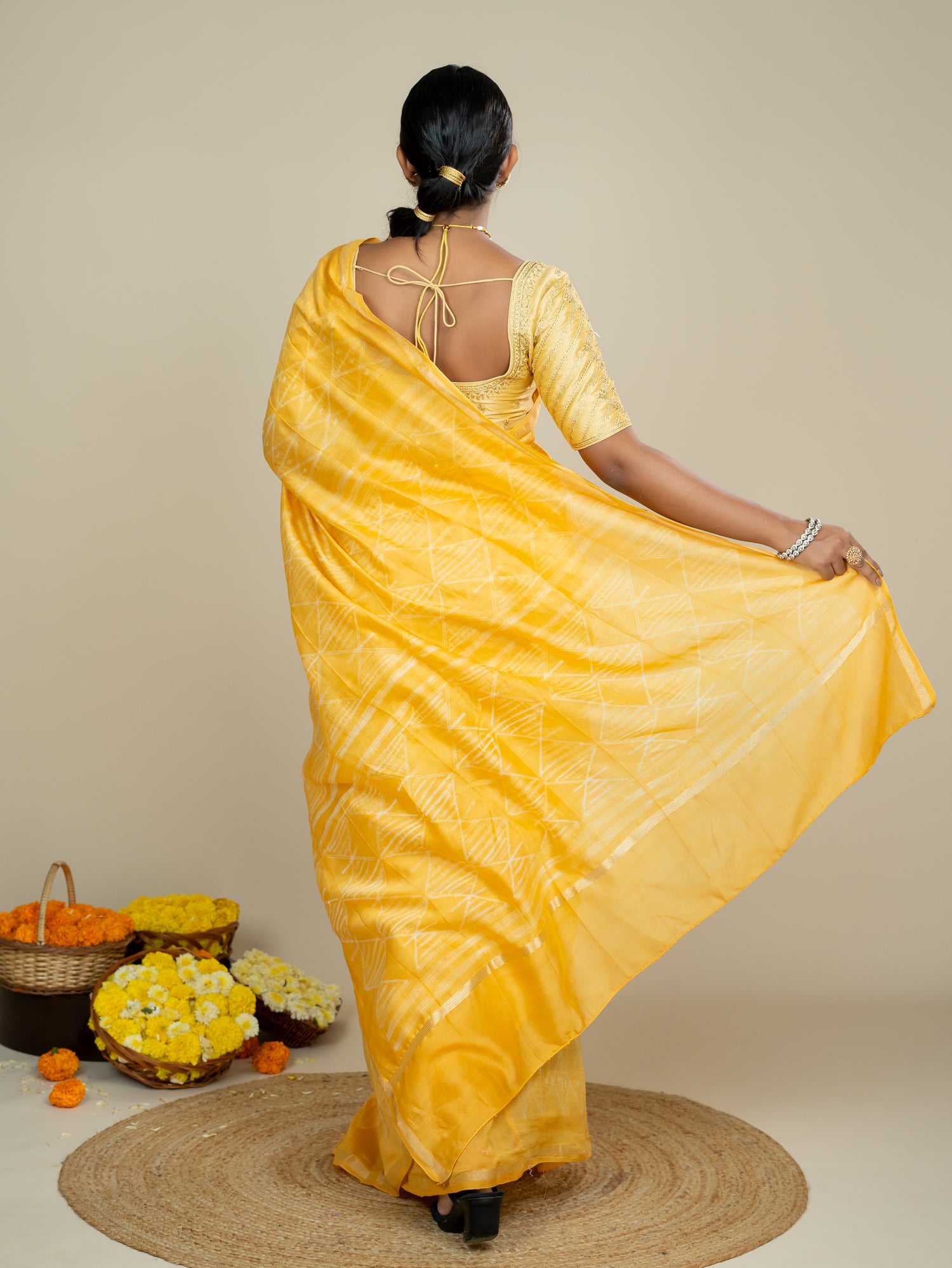 Kavita Yellow Shibori Saree
