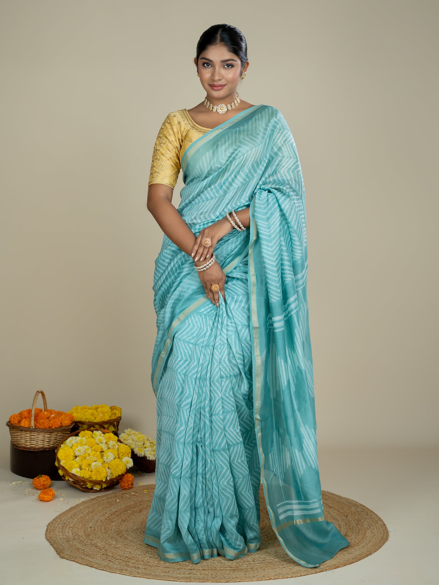 Shrija Blue Shibori Saree