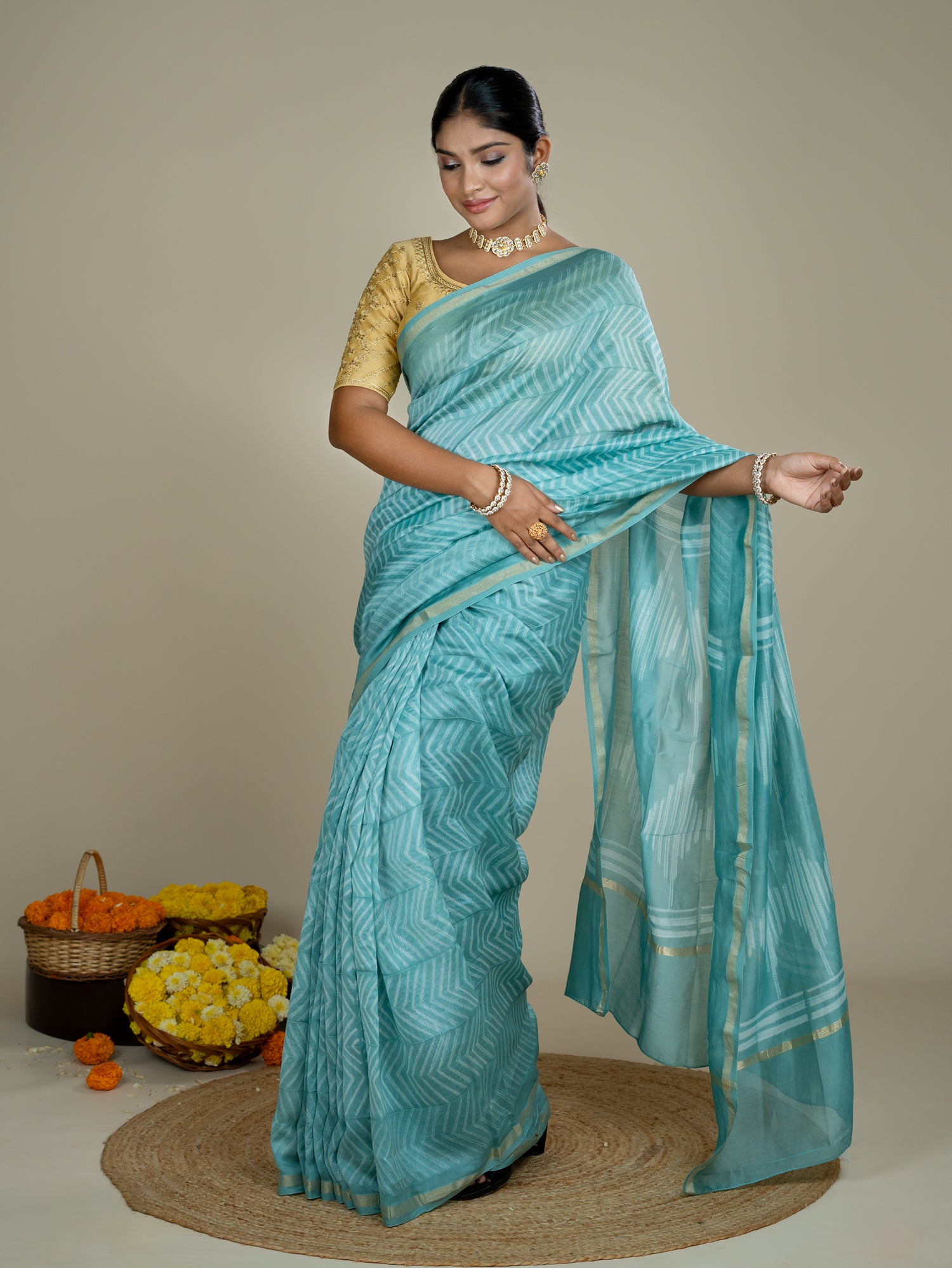 Shrija Blue Shibori Saree