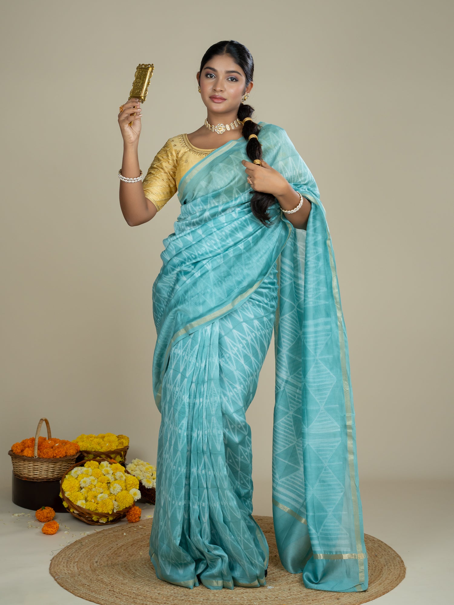 Kavita Blue Shibori Saree