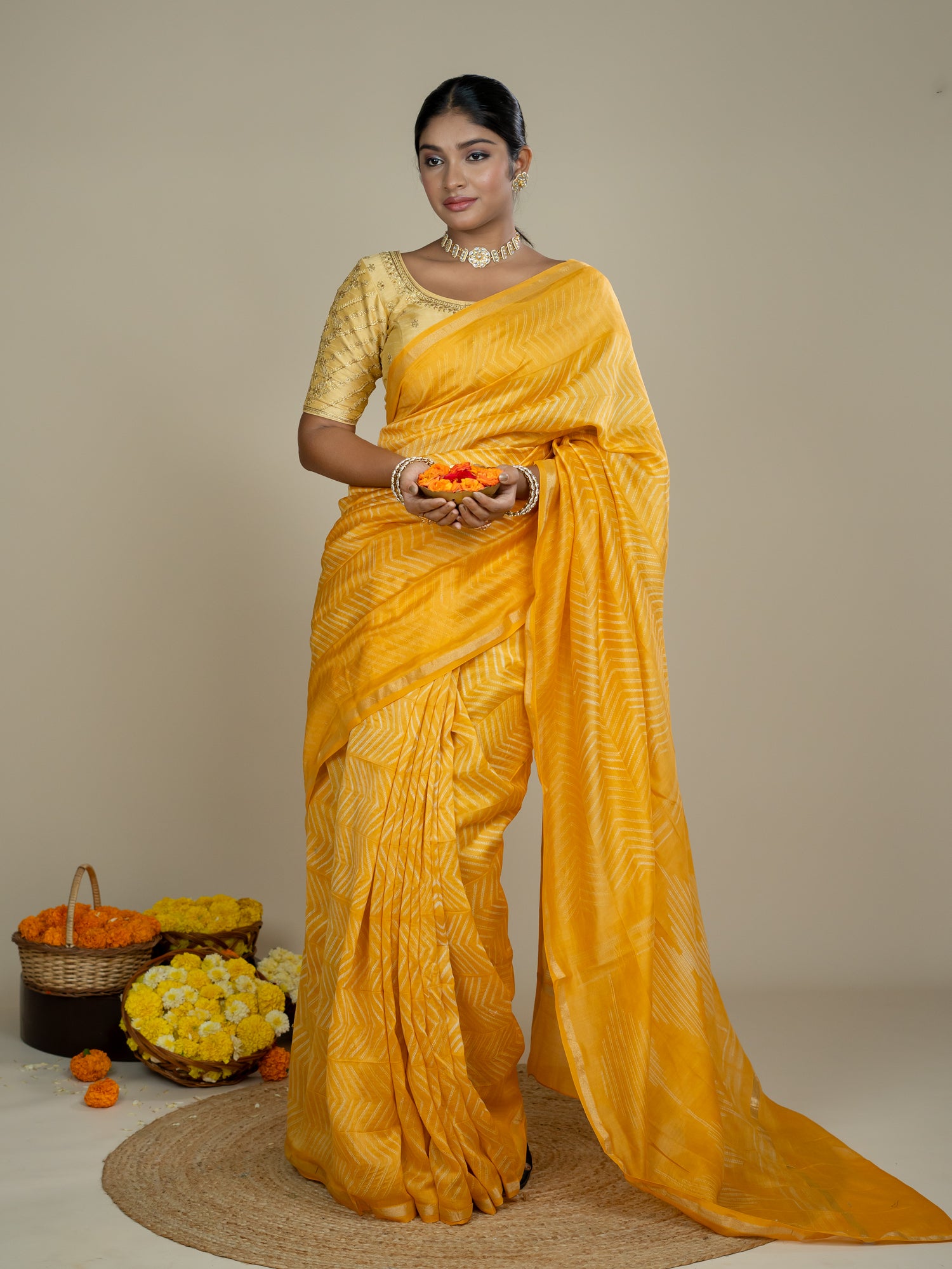 Shrija Yellow Shibori Saree