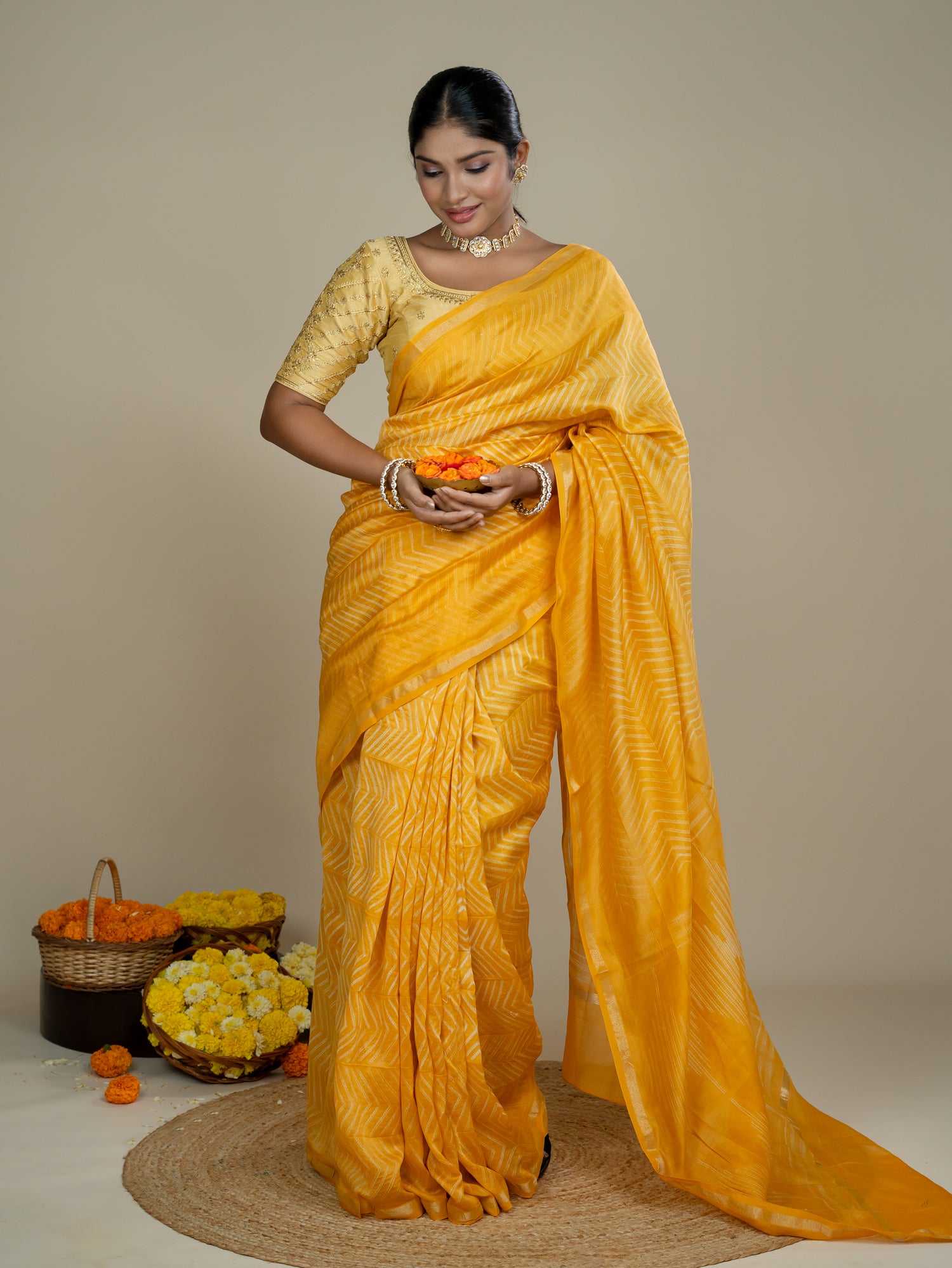 Shrija Yellow Shibori Saree