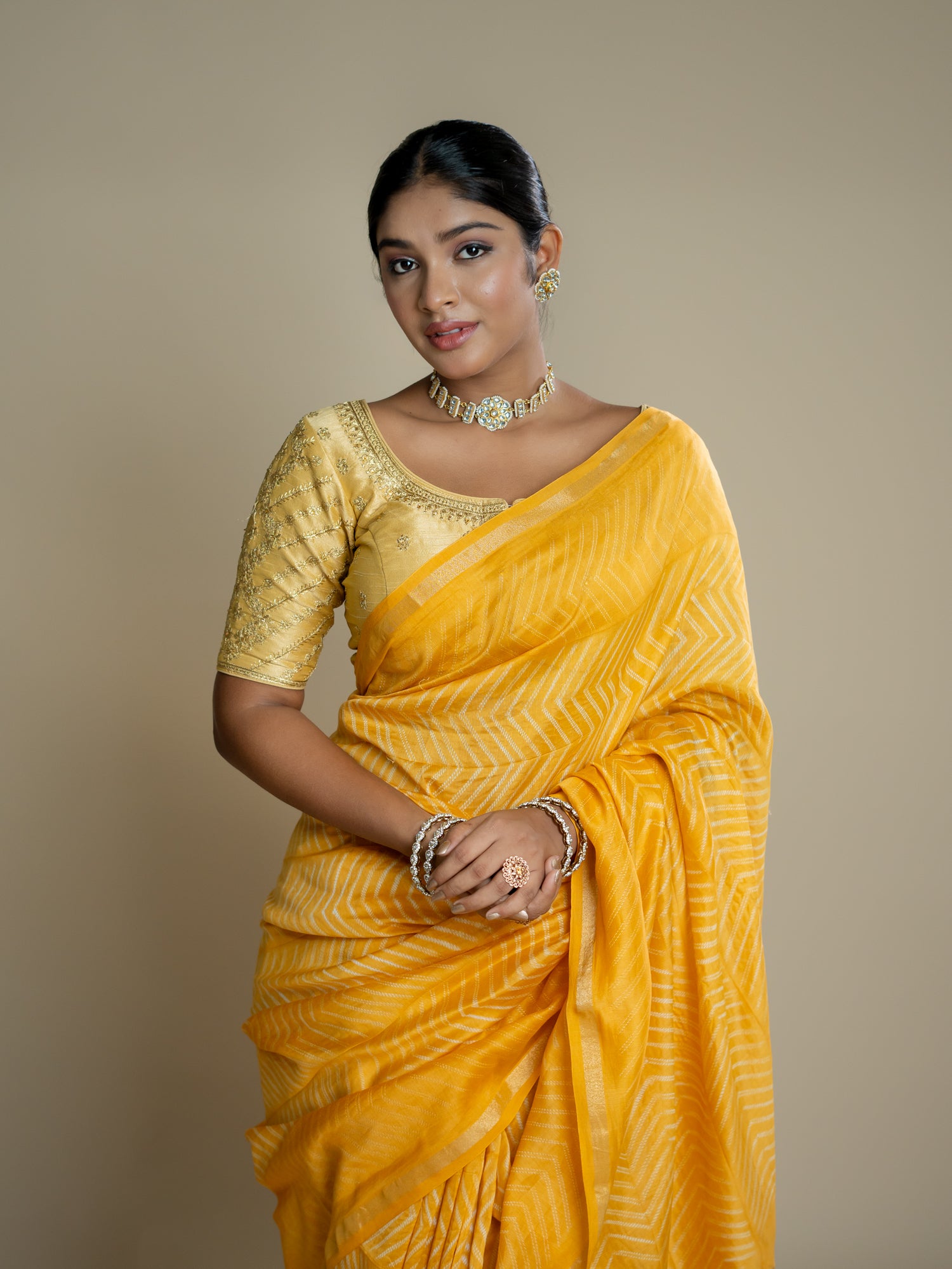 Shrija Yellow Shibori Saree