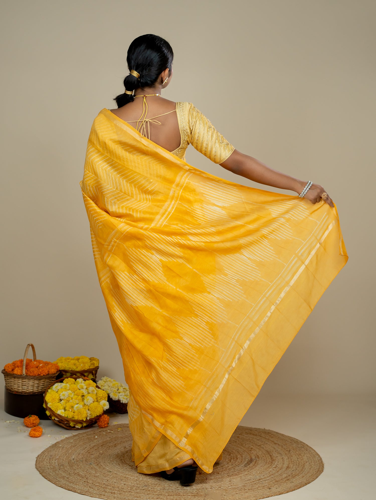 Shrija Yellow Shibori Saree